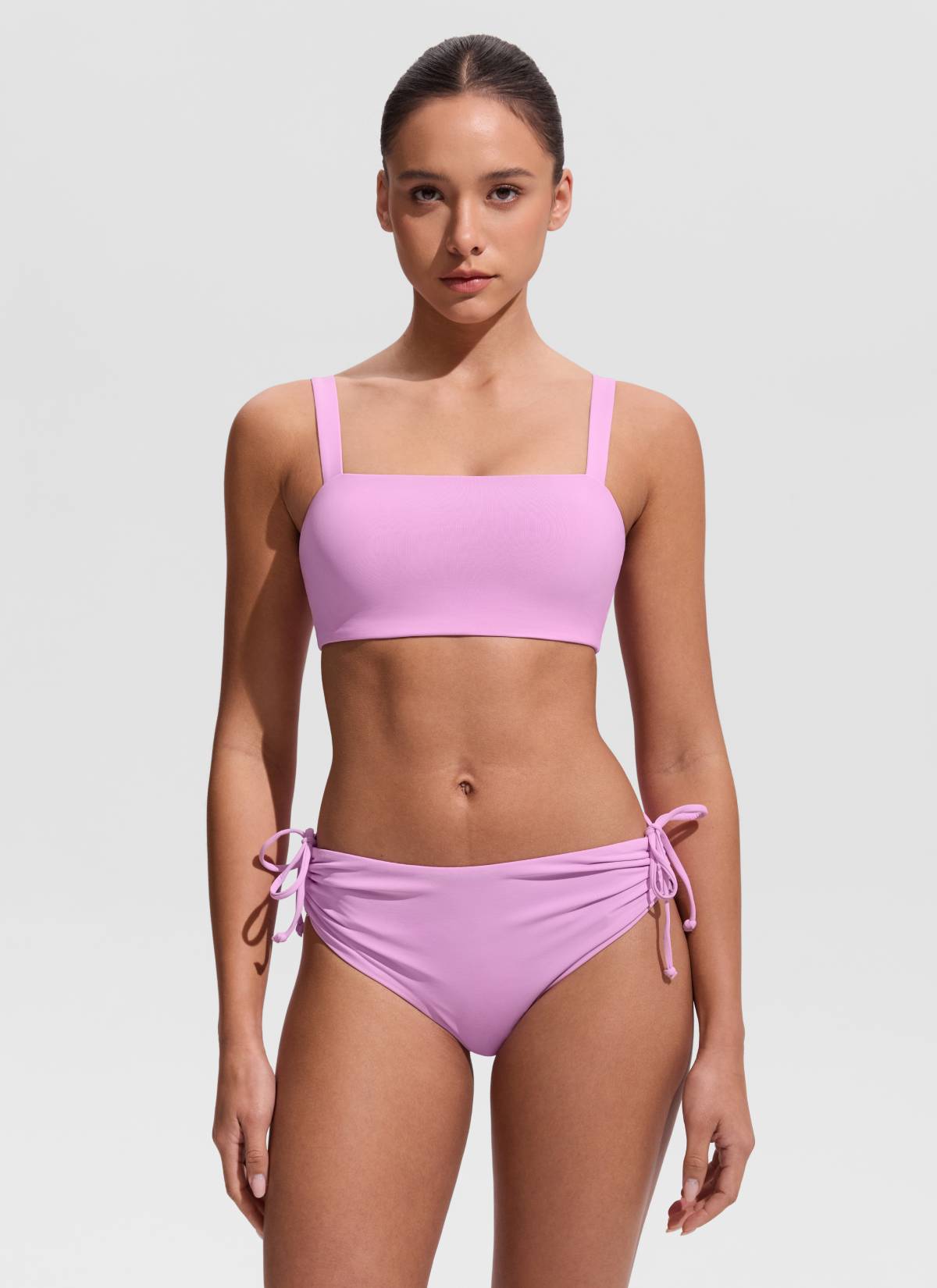 CRZ YOGA Women's Swimwear Square Neck Wide Flat Straps Bikini Tops Vita Pink