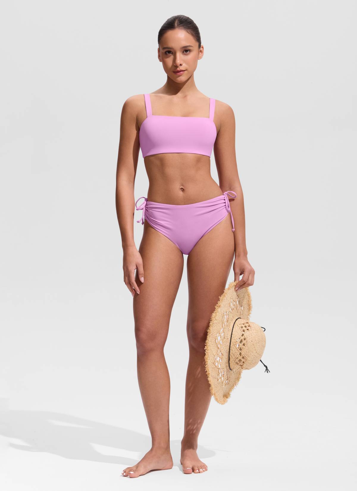 CRZ YOGA Women's Swimwear Square Neck Wide Flat Straps Bikini Tops Vita Pink