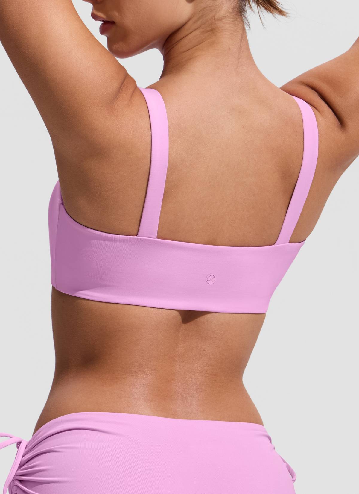 CRZ YOGA Women's Swimwear Square Neck Wide Flat Straps Bikini Tops Vita Pink