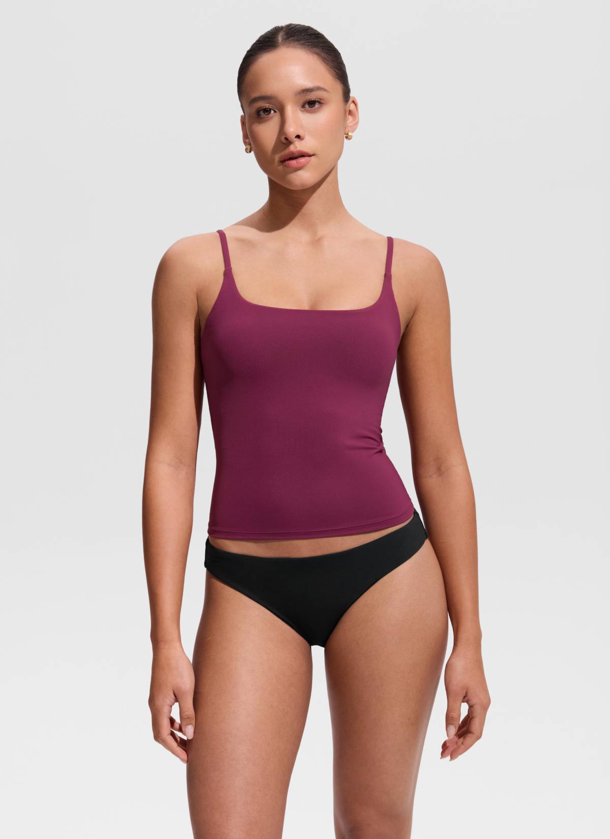 CRZ YOGA Women's Swimwear U Neck Twist Back Tankini Top Fuchsia