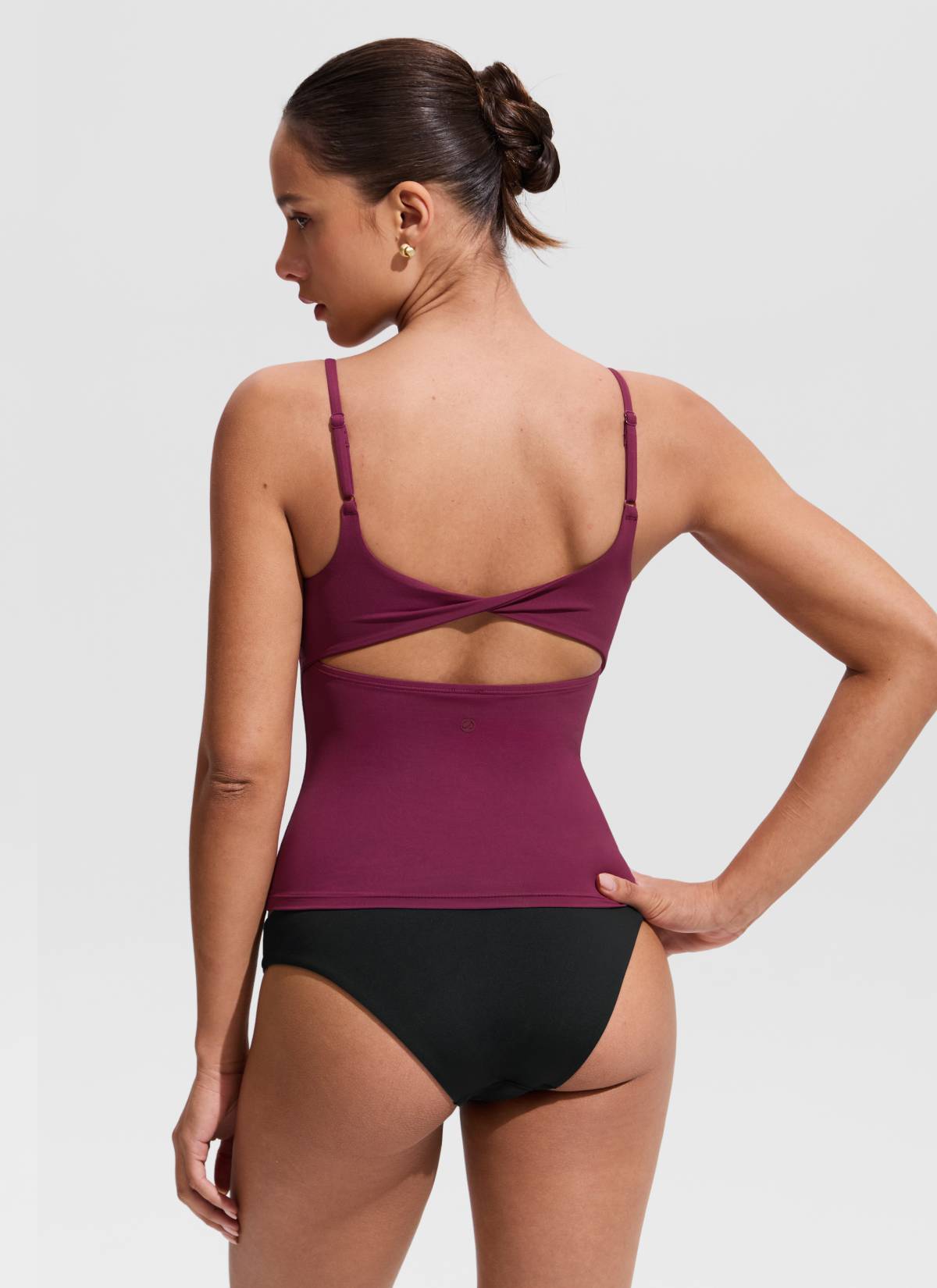 CRZ YOGA Women's Swimwear U Neck Twist Back Tankini Top Fuchsia