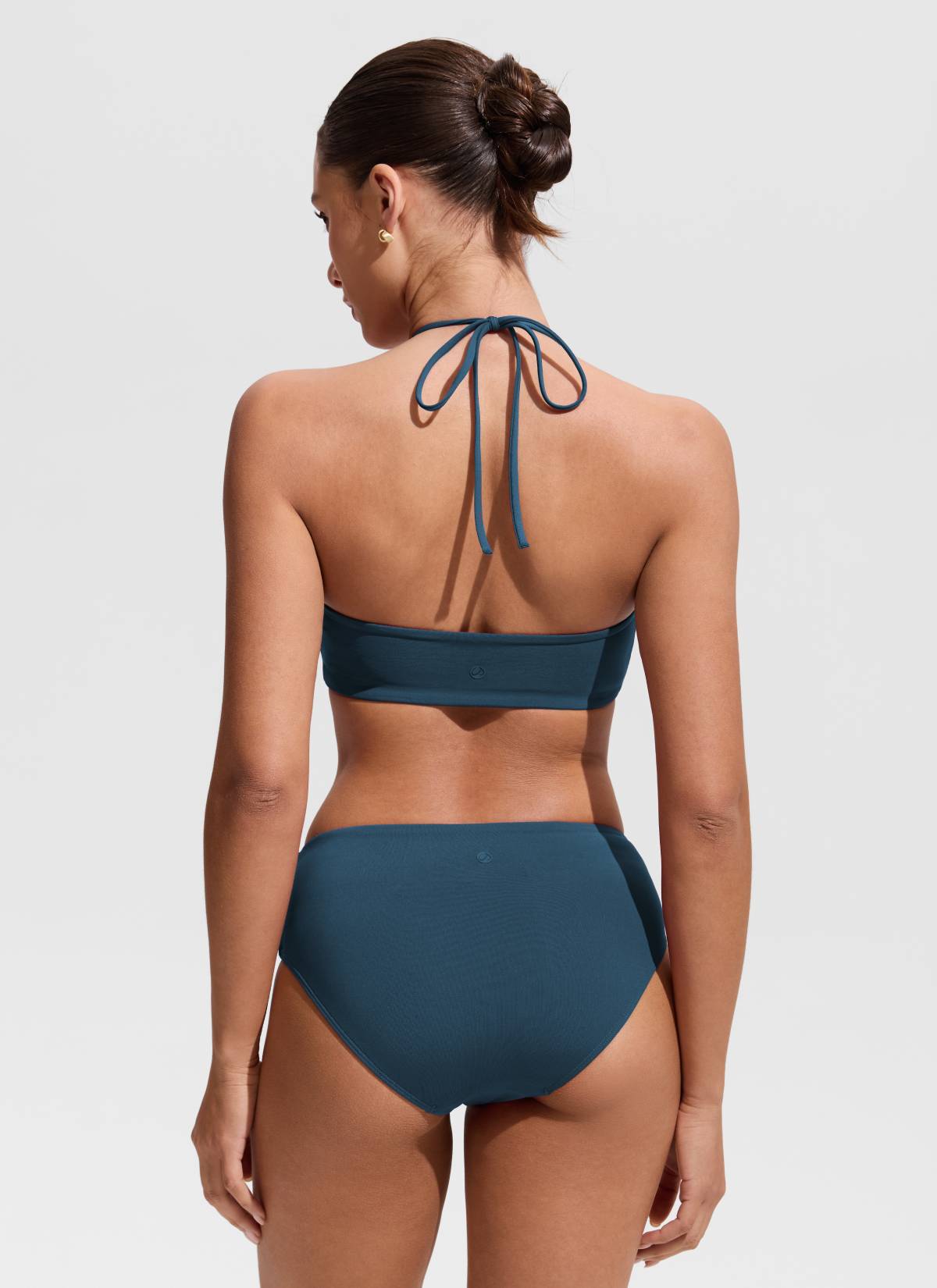 CRZ YOGA Women's Swimwear U Neck Open Back Self Tie Halter Bikini Tops Insignia Blue