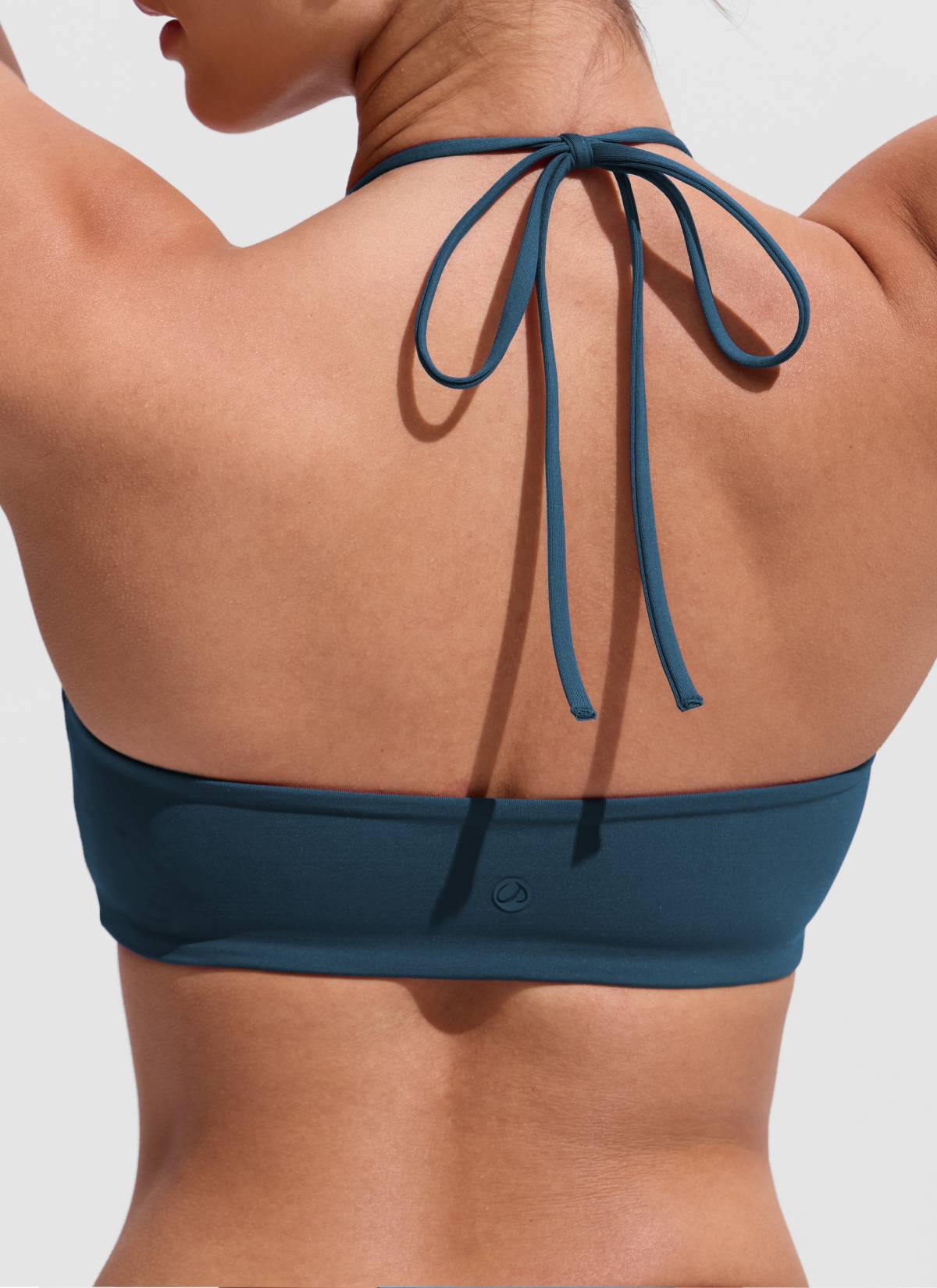 CRZ YOGA Women's Swimwear U Neck Open Back Self Tie Halter Bikini Tops Insignia Blue