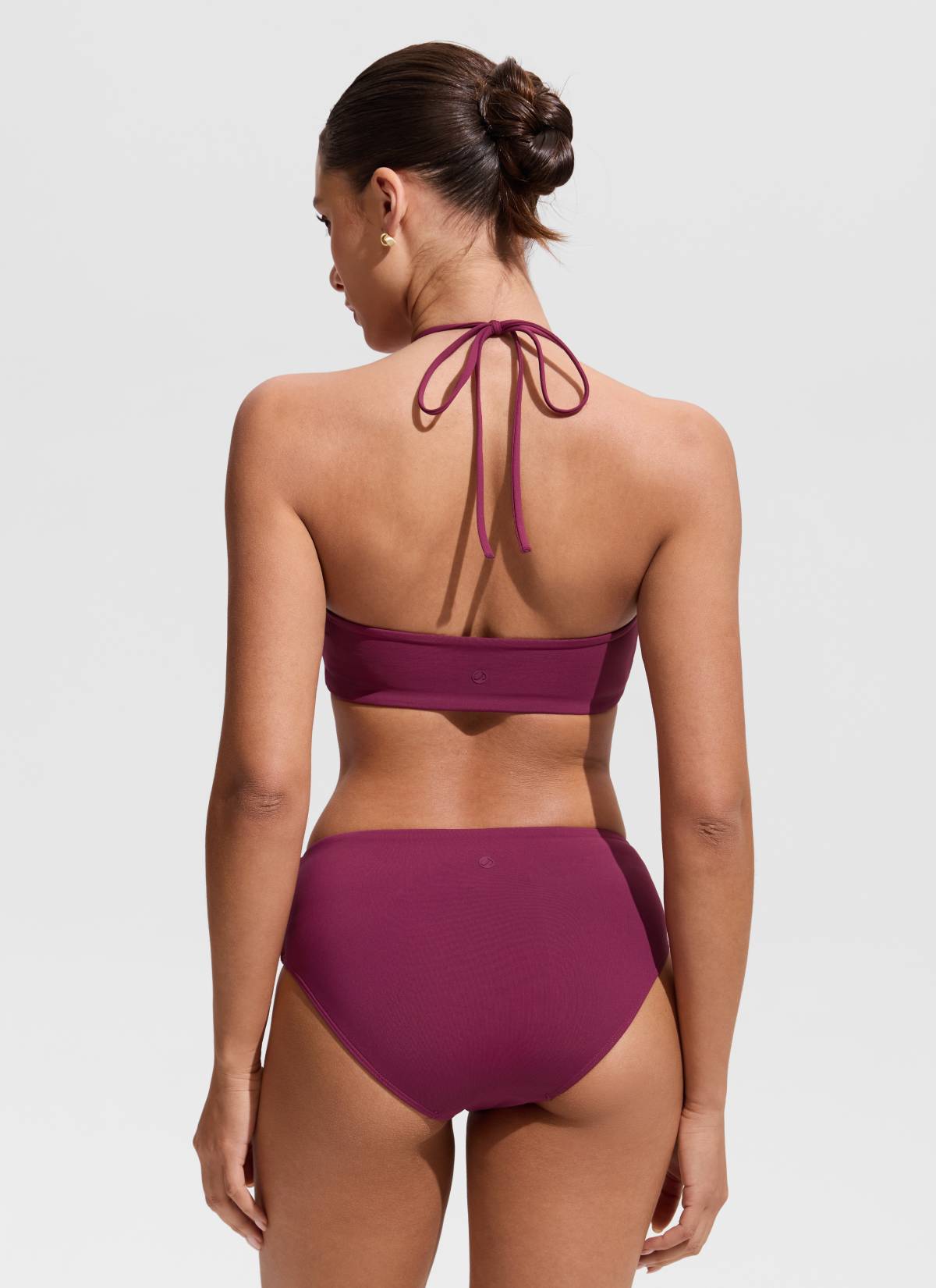 CRZ YOGA Women's Swimwear U Neck Open Back Self Tie Halter Bikini Tops Fuchsia