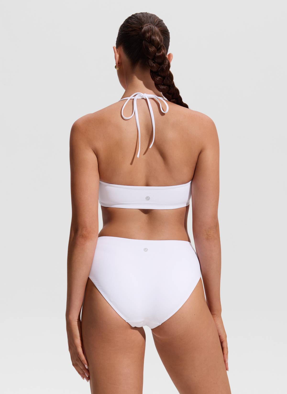 CRZ YOGA Women's Swimwear U Neck Open Back Self Tie Halter Bikini Tops White
