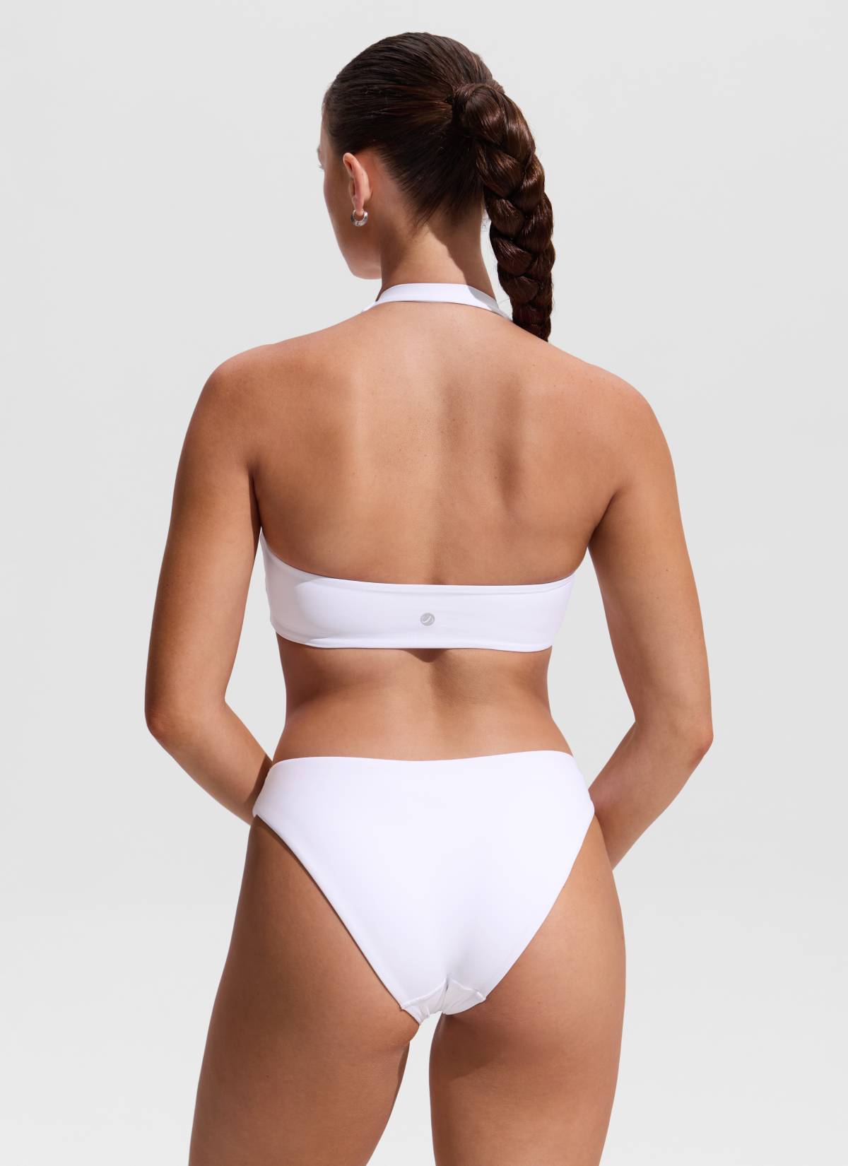 CRZ YOGA Women's Swimwear Ruched Front Halter Backless Bikini Top White