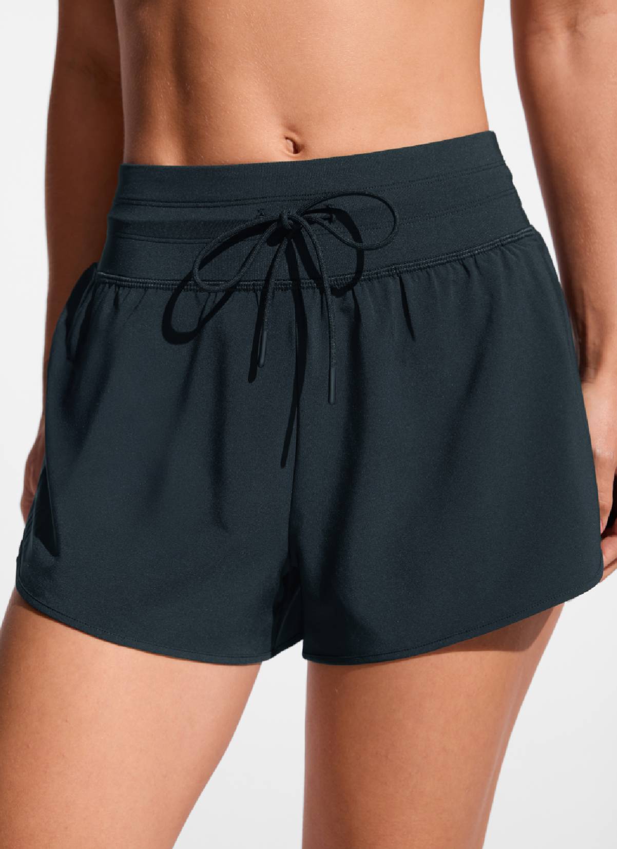 CRZ YOGA Women's Swimwear Feathery-Fit Split Dolphin Swim Shorts 2.5'' True Navy