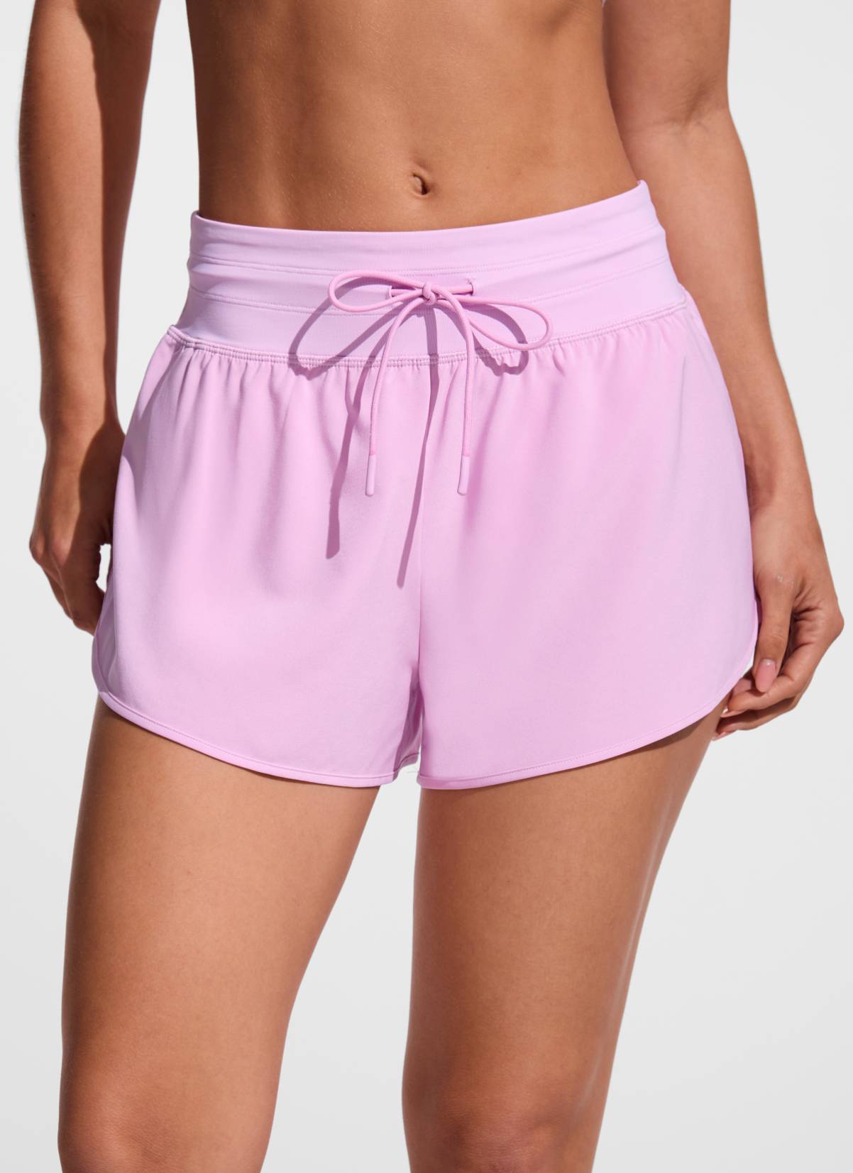 CRZ YOGA Women's Swimwear Feathery-Fit Split Dolphin Swim Shorts 2.5'' Vita Pink