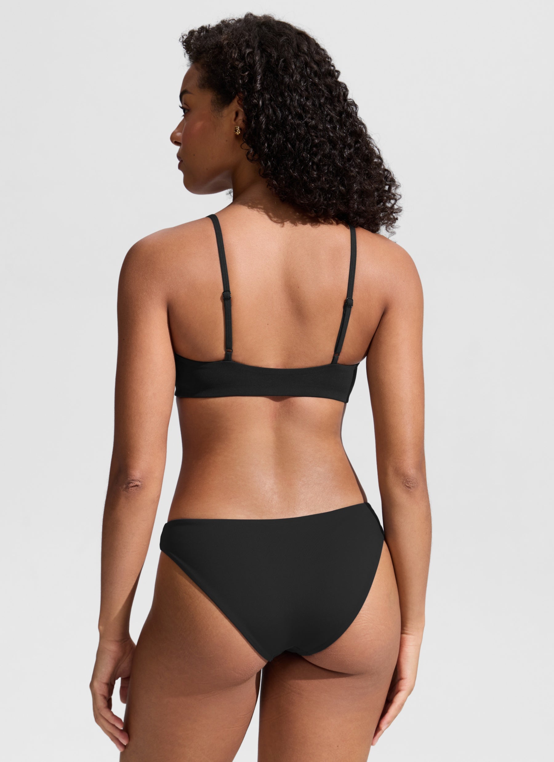 CRZ YOGA Women's Nexfeel Double Lined V Neck Non Padded Bikini Tops Black