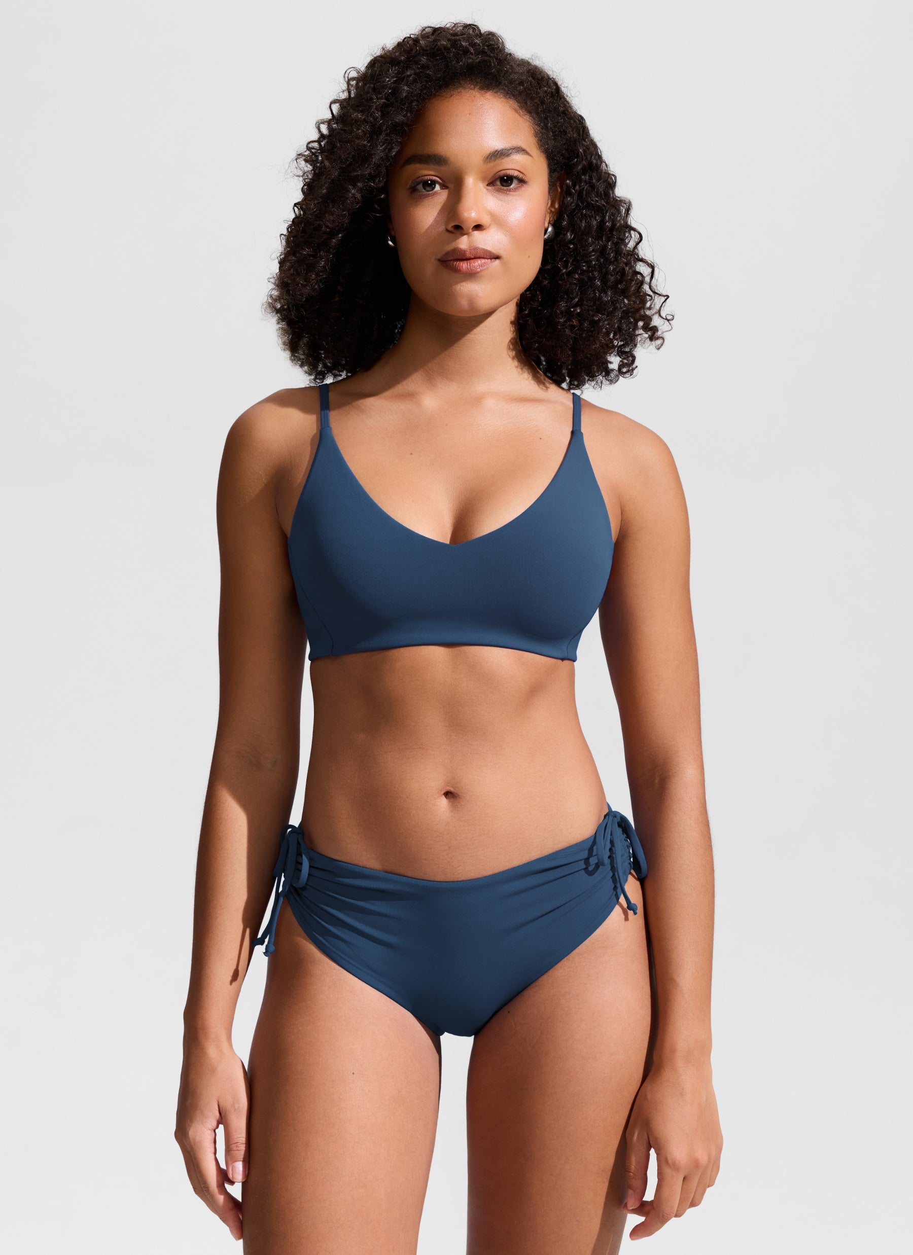 CRZ YOGA Women's Nexfeel Double Lined V Neck Non Padded Bikini Tops Insignia Blue