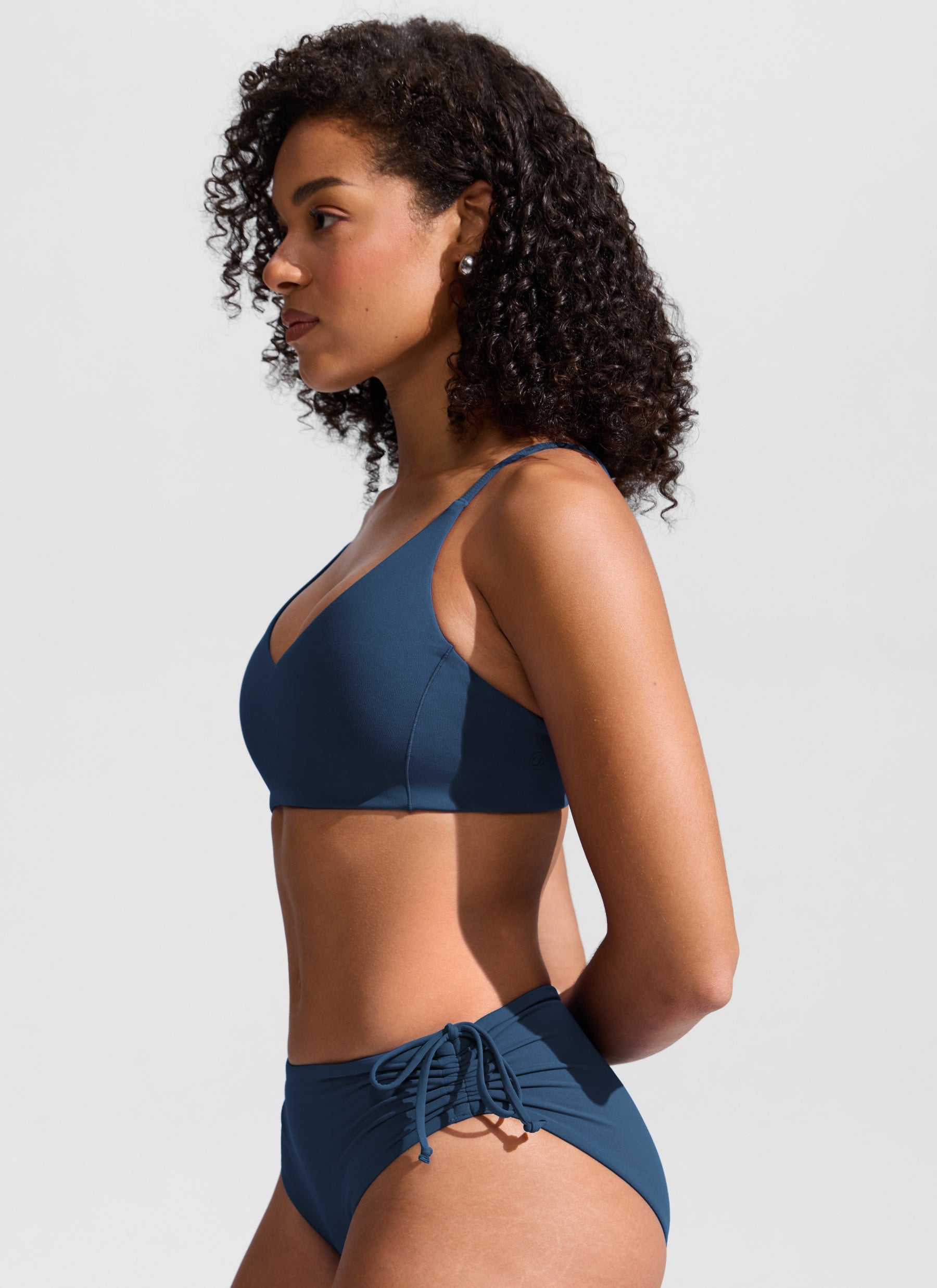 CRZ YOGA Women's Nexfeel Double Lined V Neck Non Padded Bikini Tops Insignia Blue