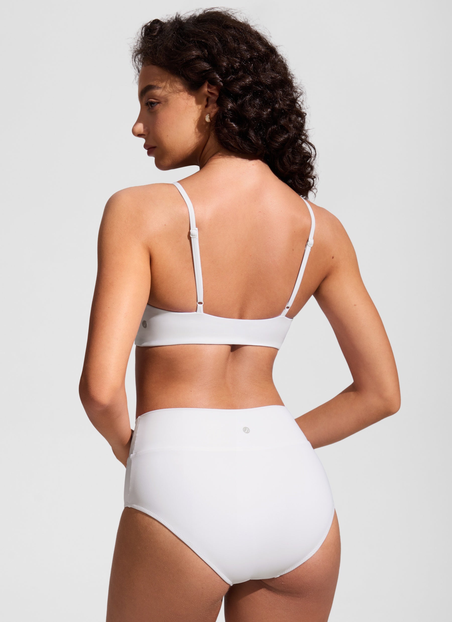 CRZ YOGA Women's Nexfeel Double Lined V Neck Non Padded Bikini Tops White