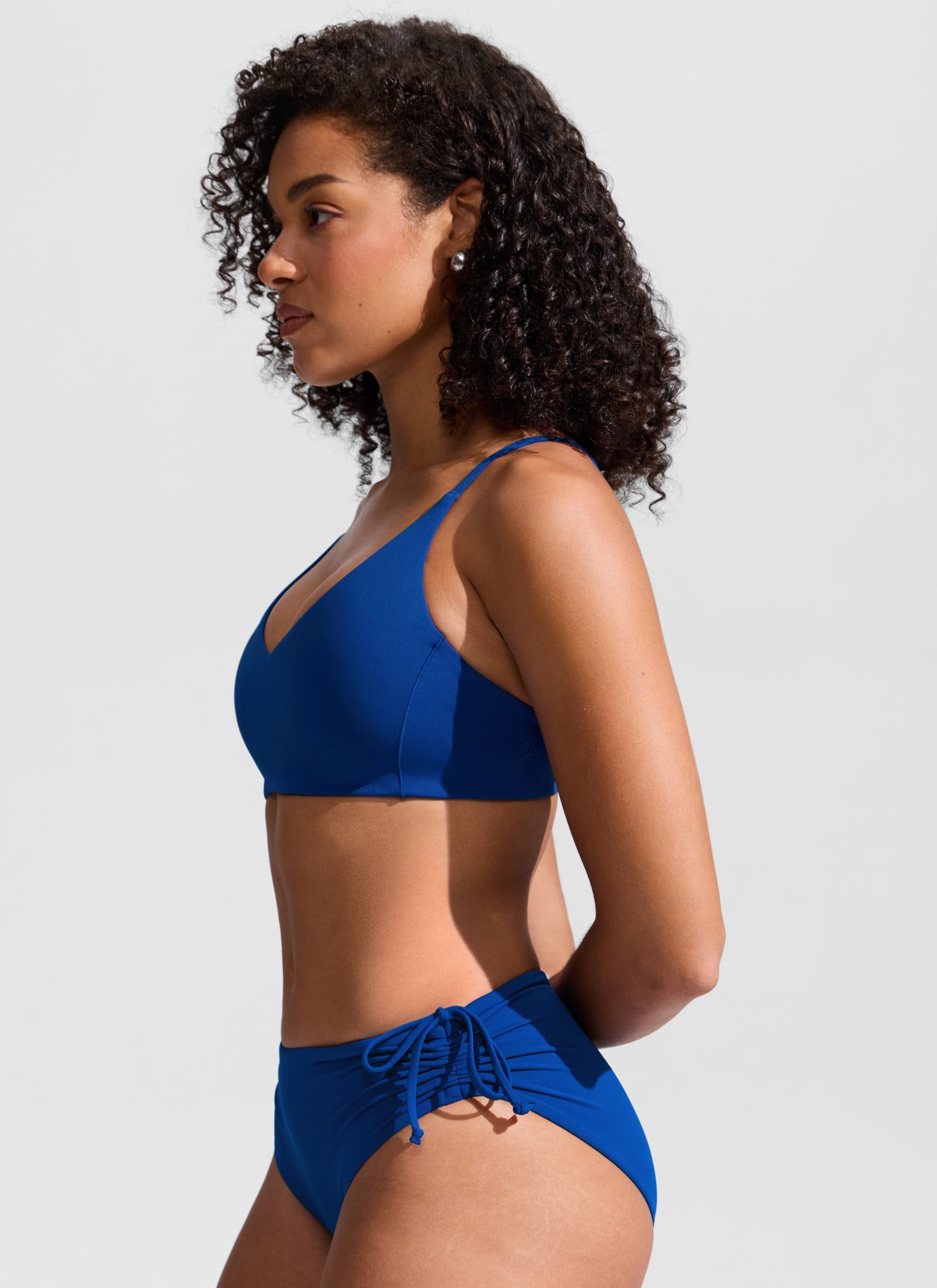 CRZ YOGA Women's Nexfeel Double Lined V Neck Non Padded Bikini Tops Waves Blue