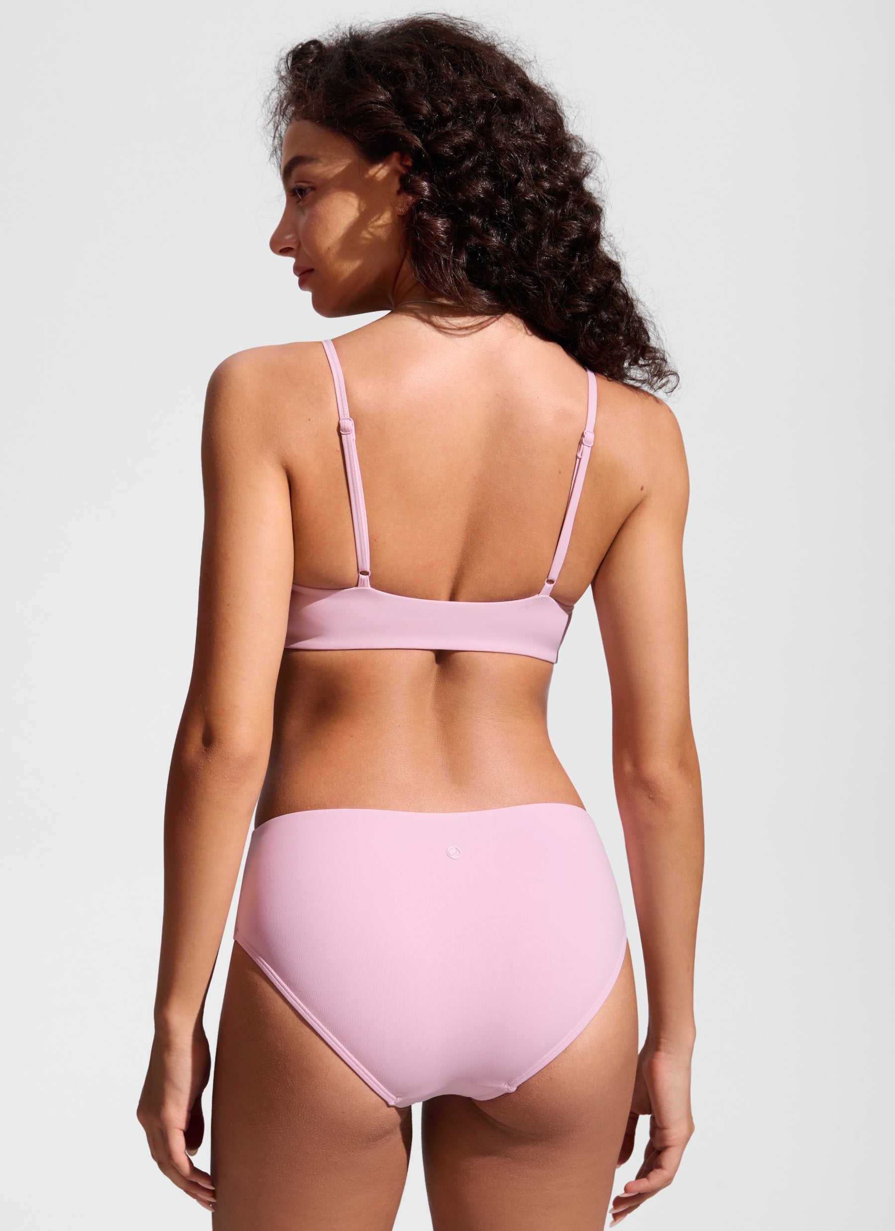 CRZ YOGA Women's Nexfeel Double Lined V Neck Non Padded Bikini Tops Pink Peony