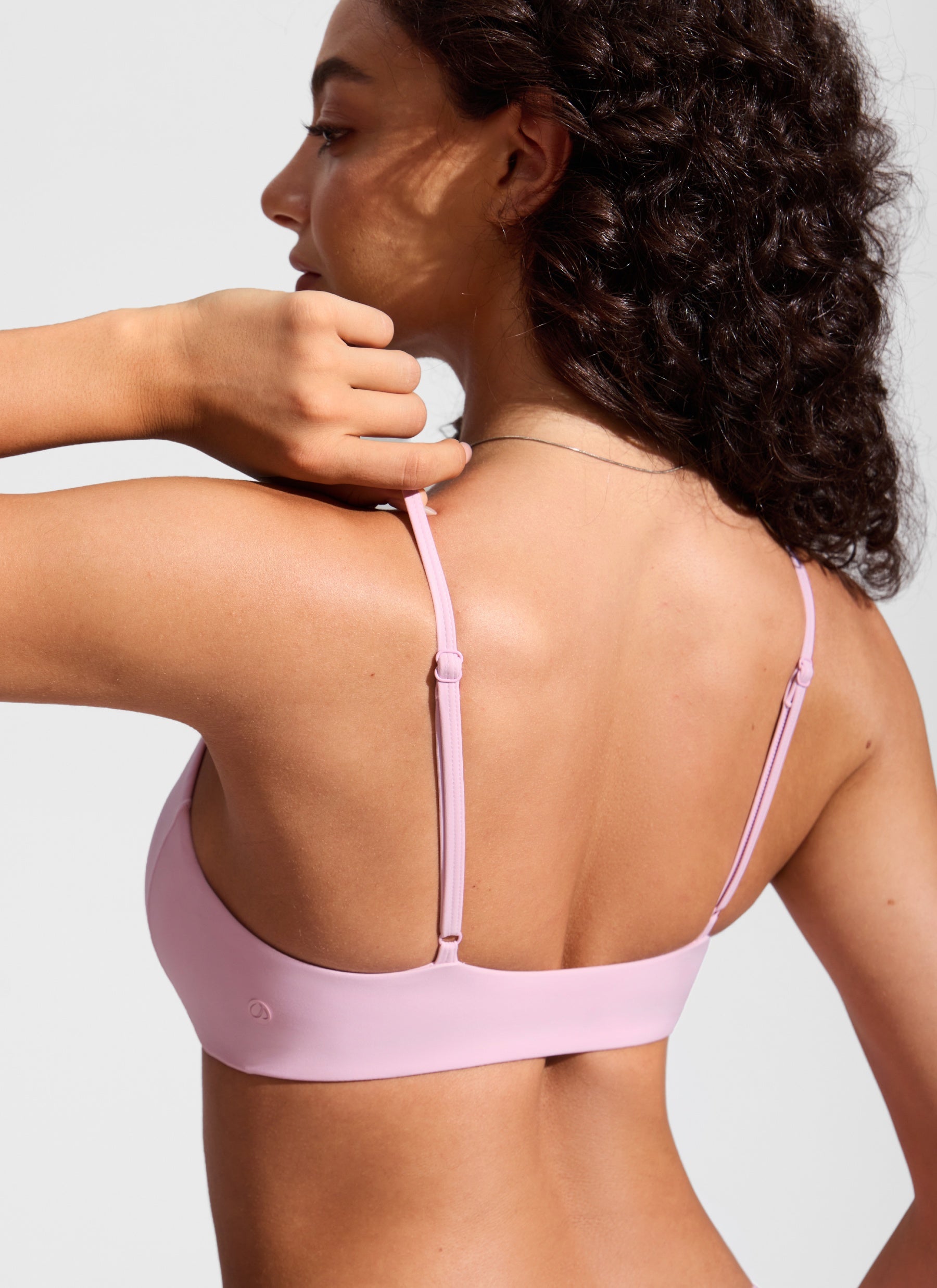 CRZ YOGA Women's Nexfeel Double Lined V Neck Non Padded Bikini Tops Pink Peony