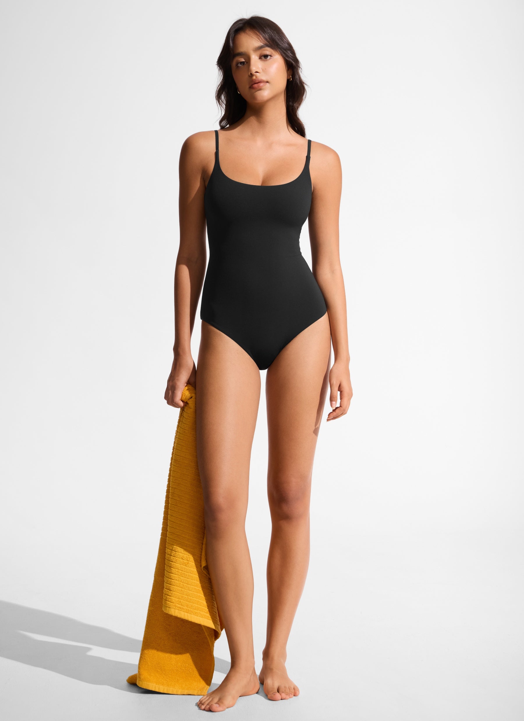 CRZ YOGA Women's Swimwear Nexfeel Scoop Neck U Back One Piece Swimsuit Black