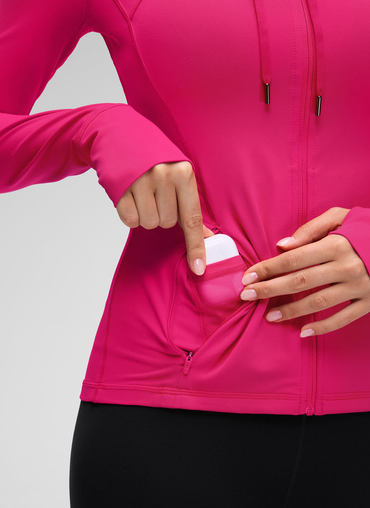 CRZ YOGA Women's Butterluxe Slim Fit Pocket Outerwear Full Zip Hoodies Sparkle Blue