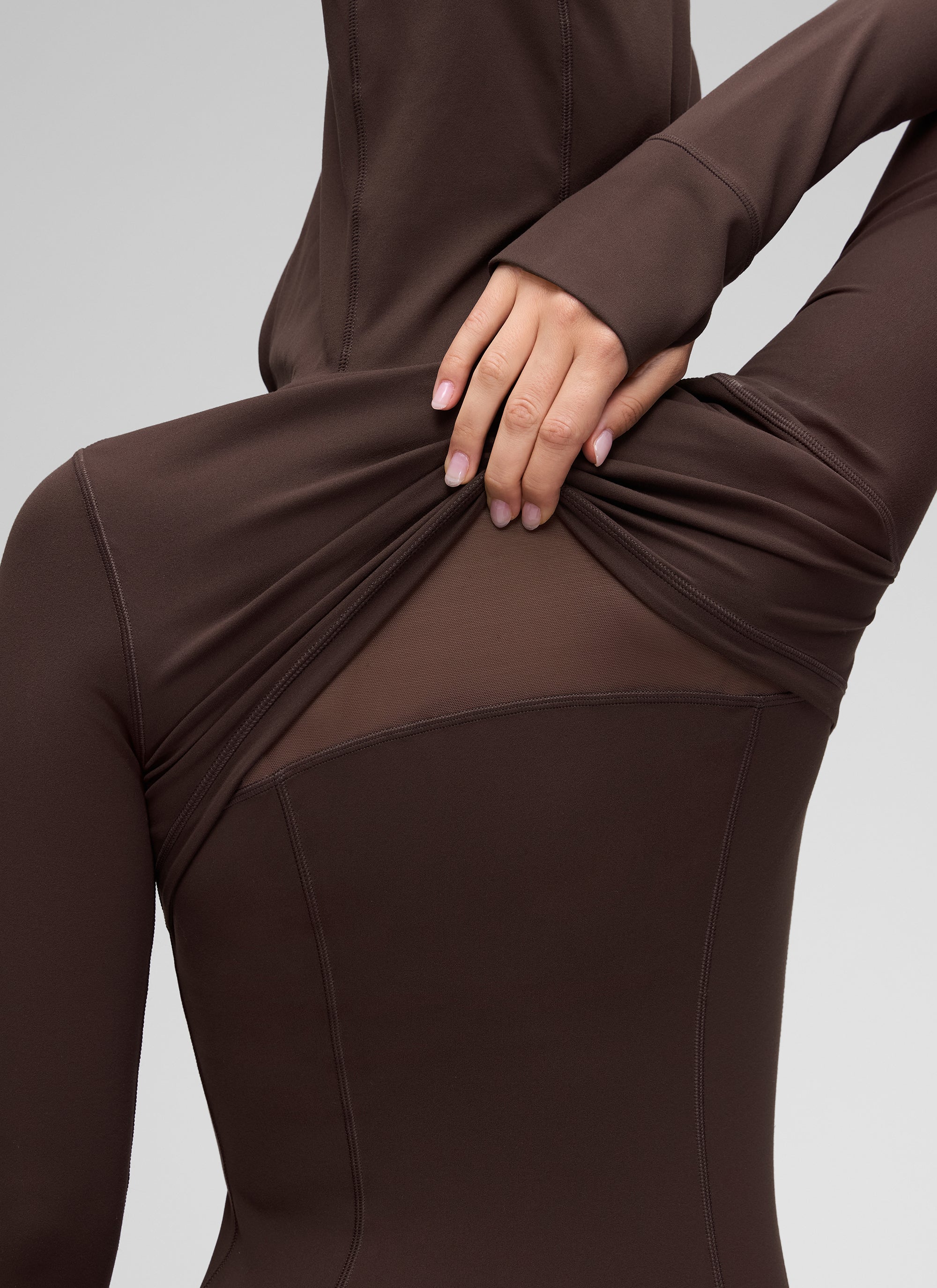 CRZ YOGA Women's Butterluxe Slim Fit Pocket Outerwear Full Zip Hoodies Hot Fudge Brown