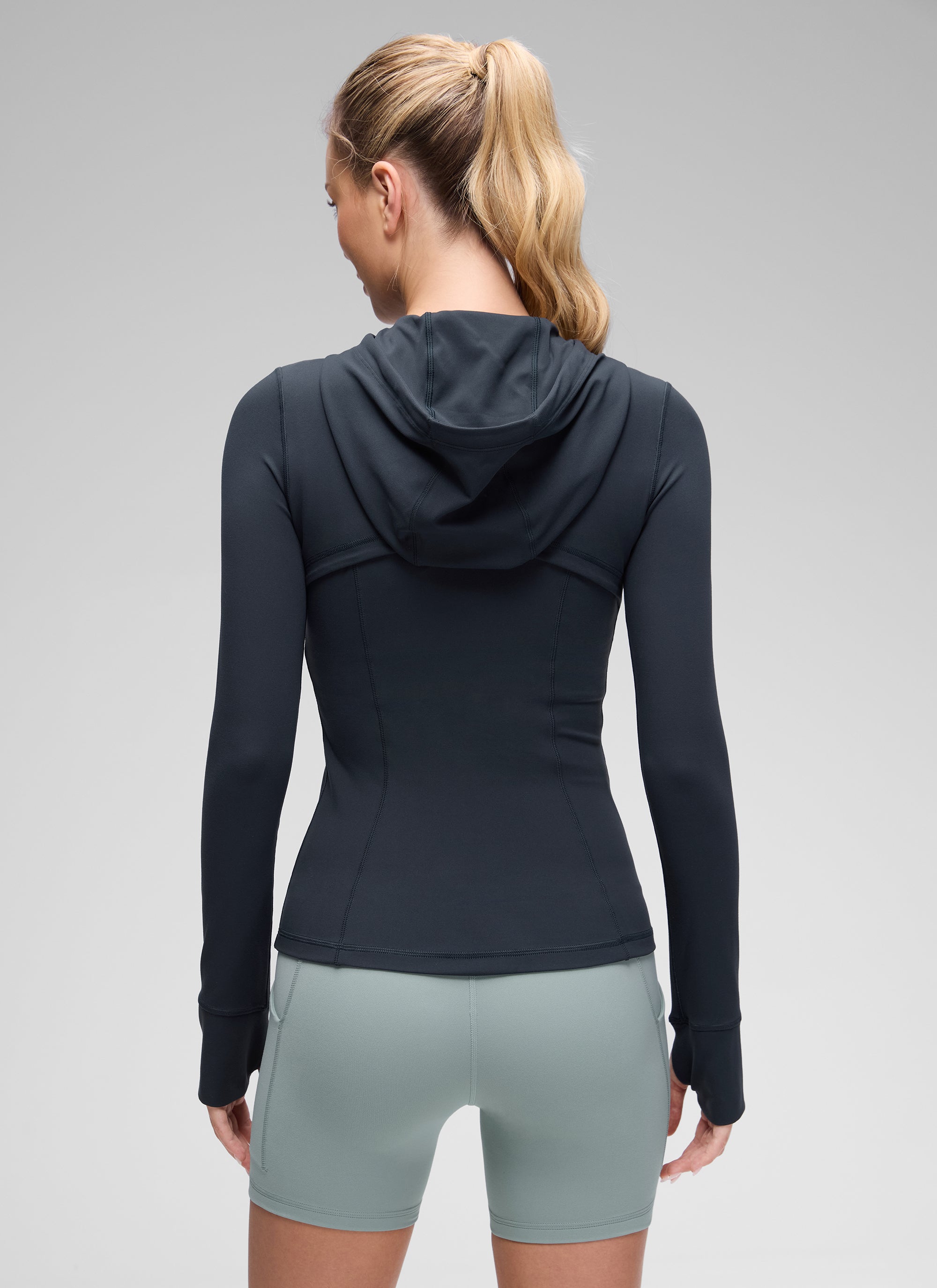CRZ YOGA Women's Butterluxe Slim Fit Pocket Outerwear Full Zip Hoodies True Navy