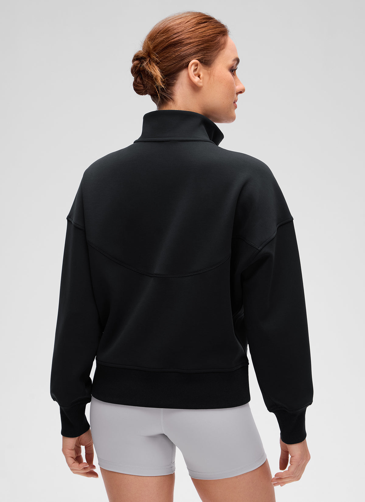 CRZ YOGA Women's Softaura Casual High Mock Neck Pocket Full Zip Jacket Black