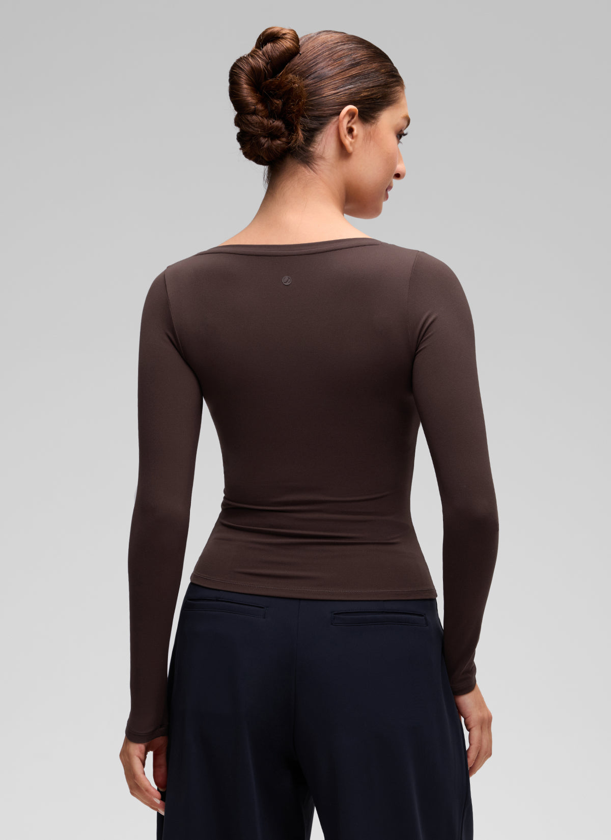 CRZ YOGA Women's Softembrace Casual V Neck Waist Length Long Sleeve Hot Fudge Brown