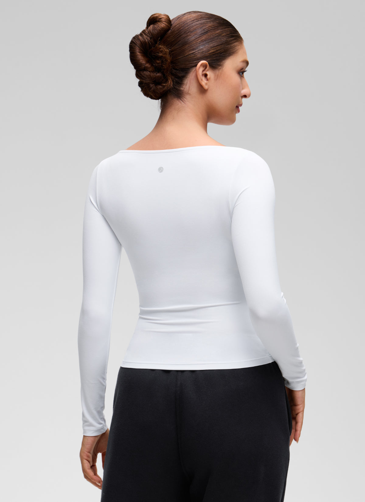 CRZ YOGA Women's Softembrace Casual Boat Neck Waist Length Long Sleeve White