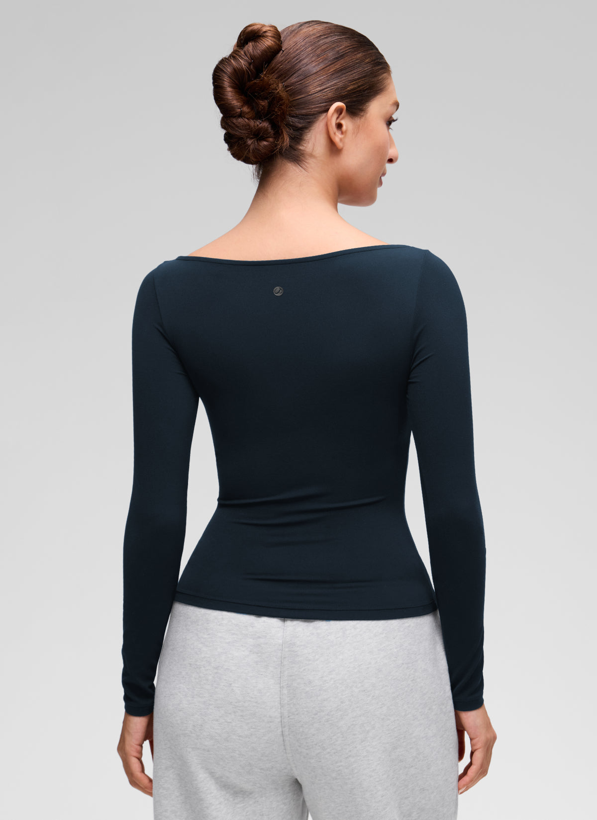 CRZ YOGA Women's Softembrace Casual Boat Neck Waist Length Long Sleeve True Navy