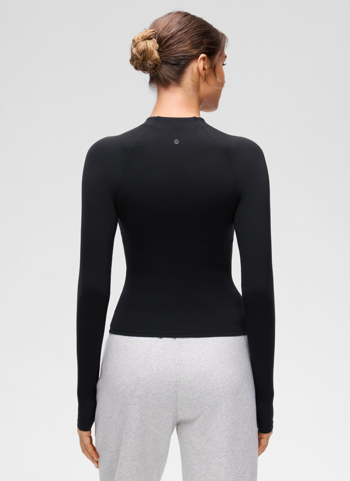 CRZ YOGA Women's Softembrace Casual Half-Zip Waist Length Long Sleeve Black