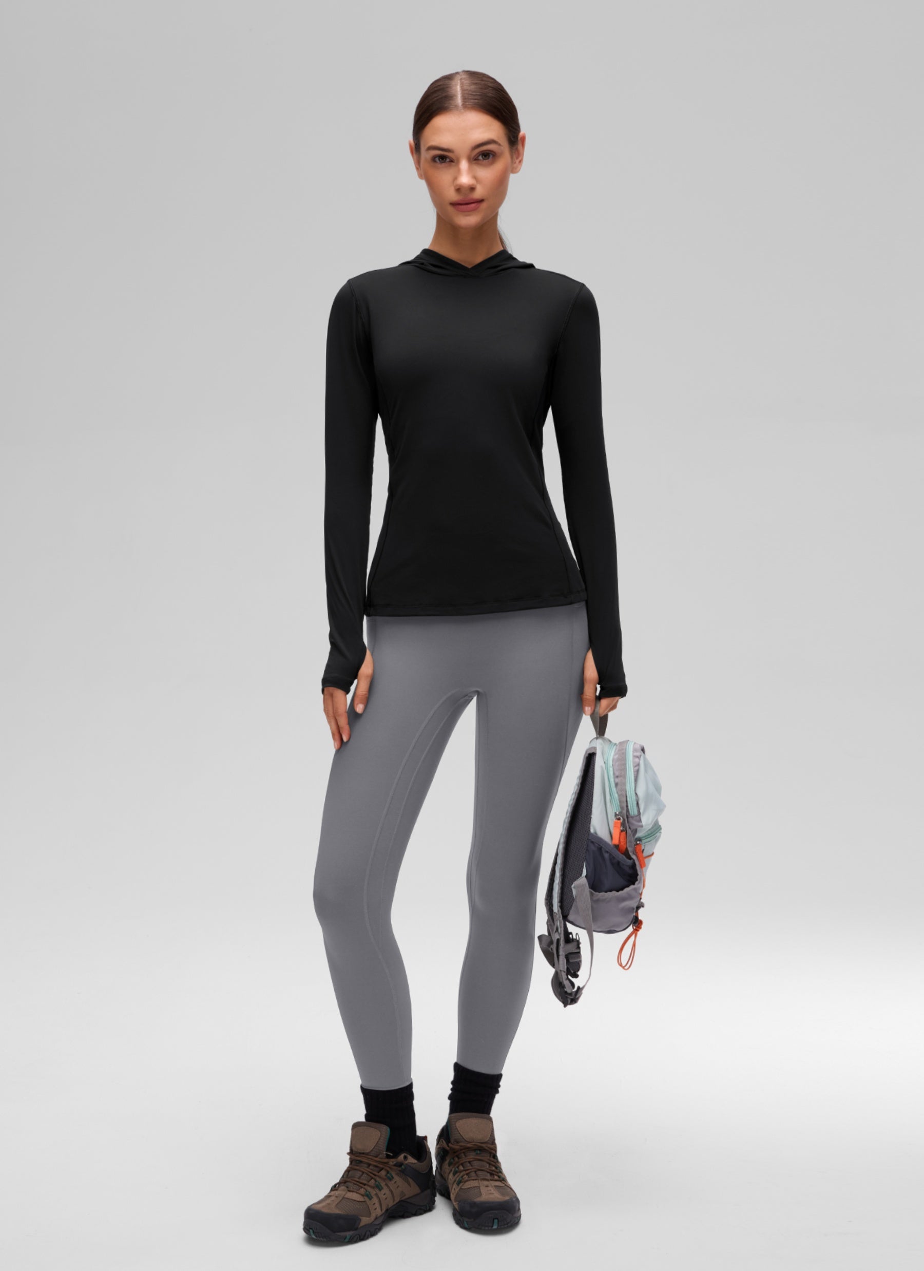 CRZ YOGA Women's UPF 50+ Long Sleeve Sun Hoodie Black