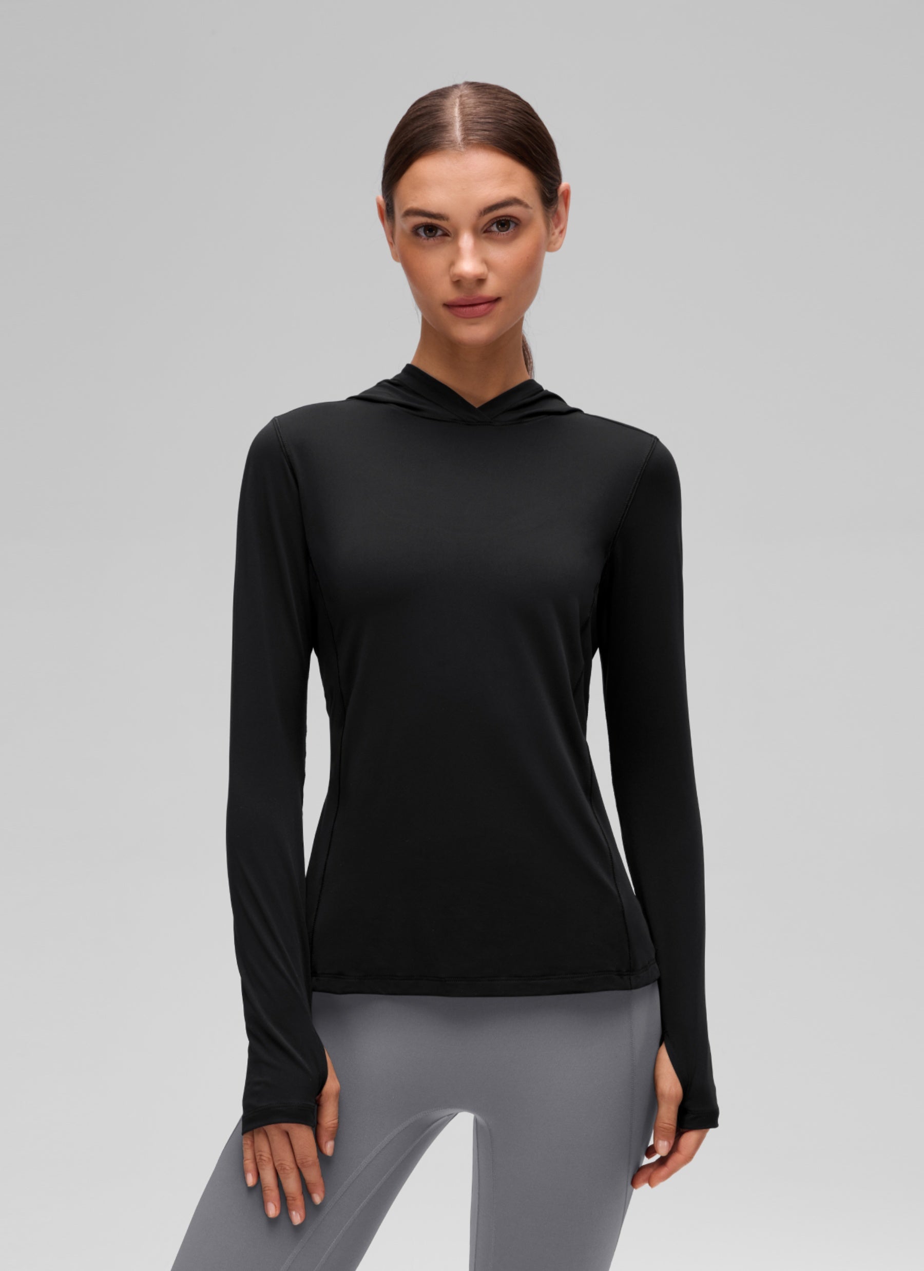 CRZ YOGA Women's UPF 50+ Long Sleeve Sun Hoodie Black
