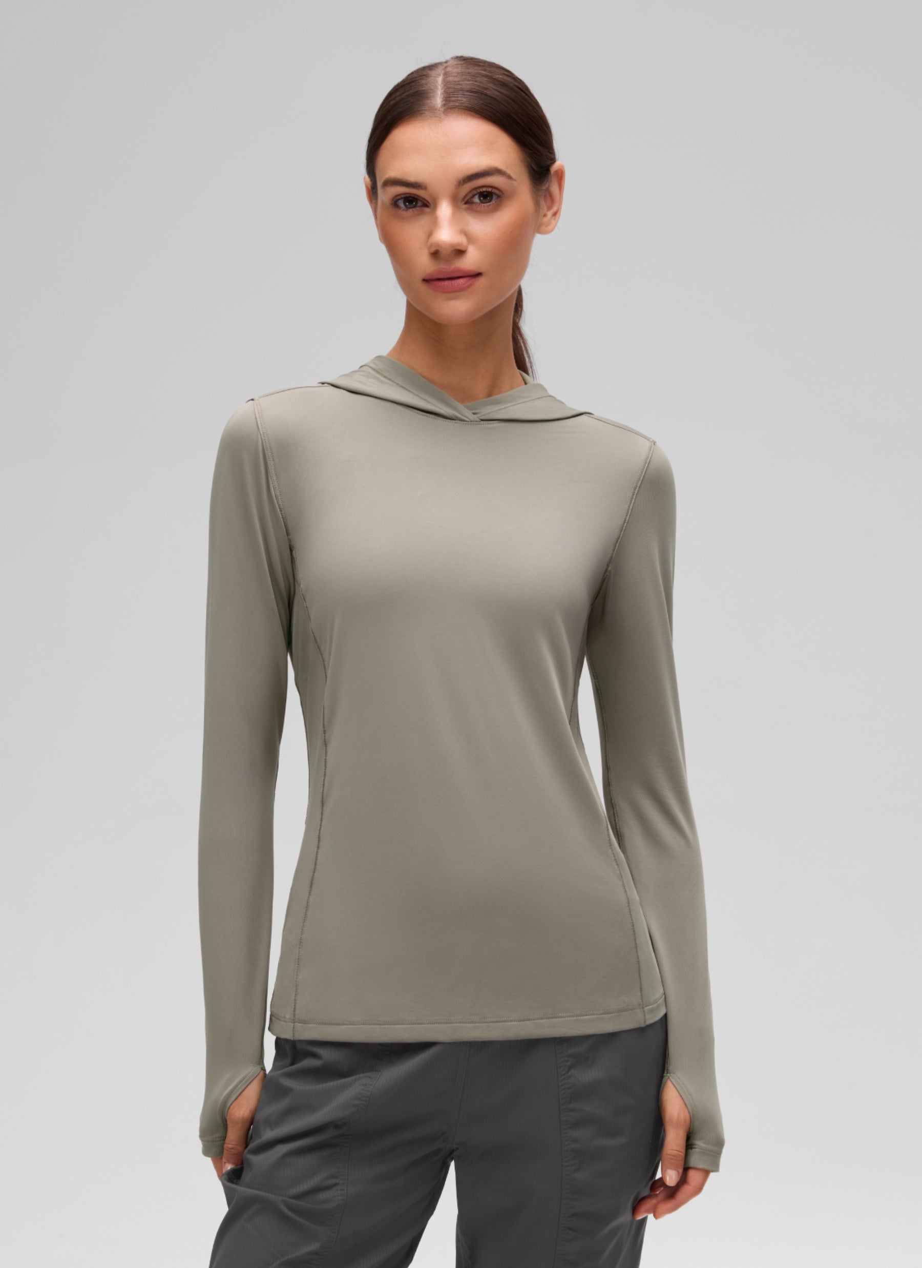 CRZ YOGA Women's UPF 50+ Long Sleeve Sun Hoodie Warm Ash Grey