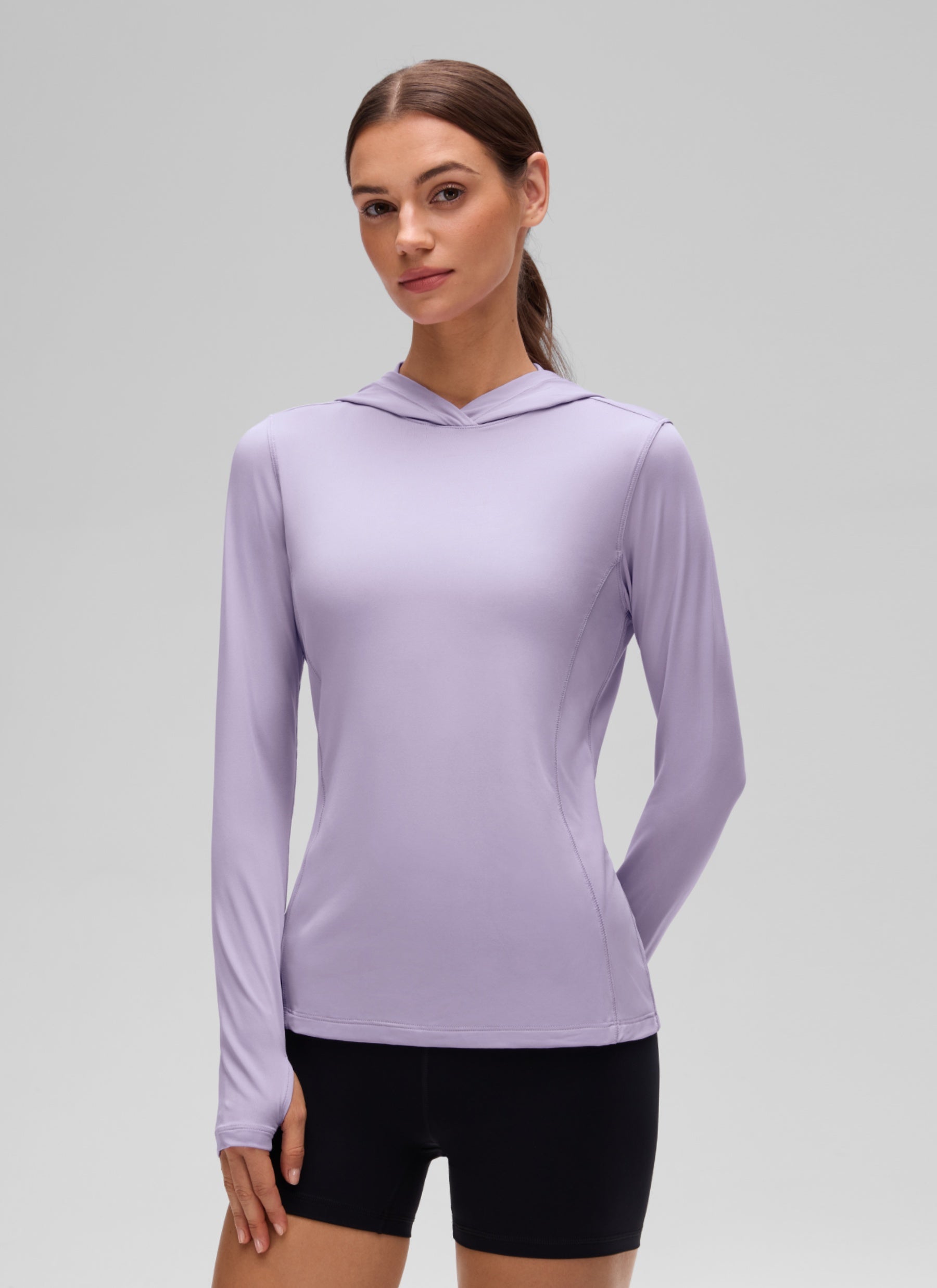 CRZ YOGA Women's UPF 50+ Long Sleeve Sun Hoodie Elfin Purple