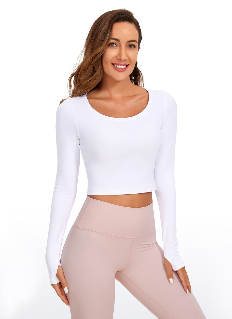 CRZ YOGA Leggings de yoga de manga larga Butterluxe para mujer White
