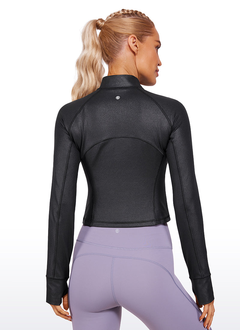 CRZ YOGA Women's Yoga Slim Fit Tops Butterluxe Half-Zip Long Sleeve Royal Lilac