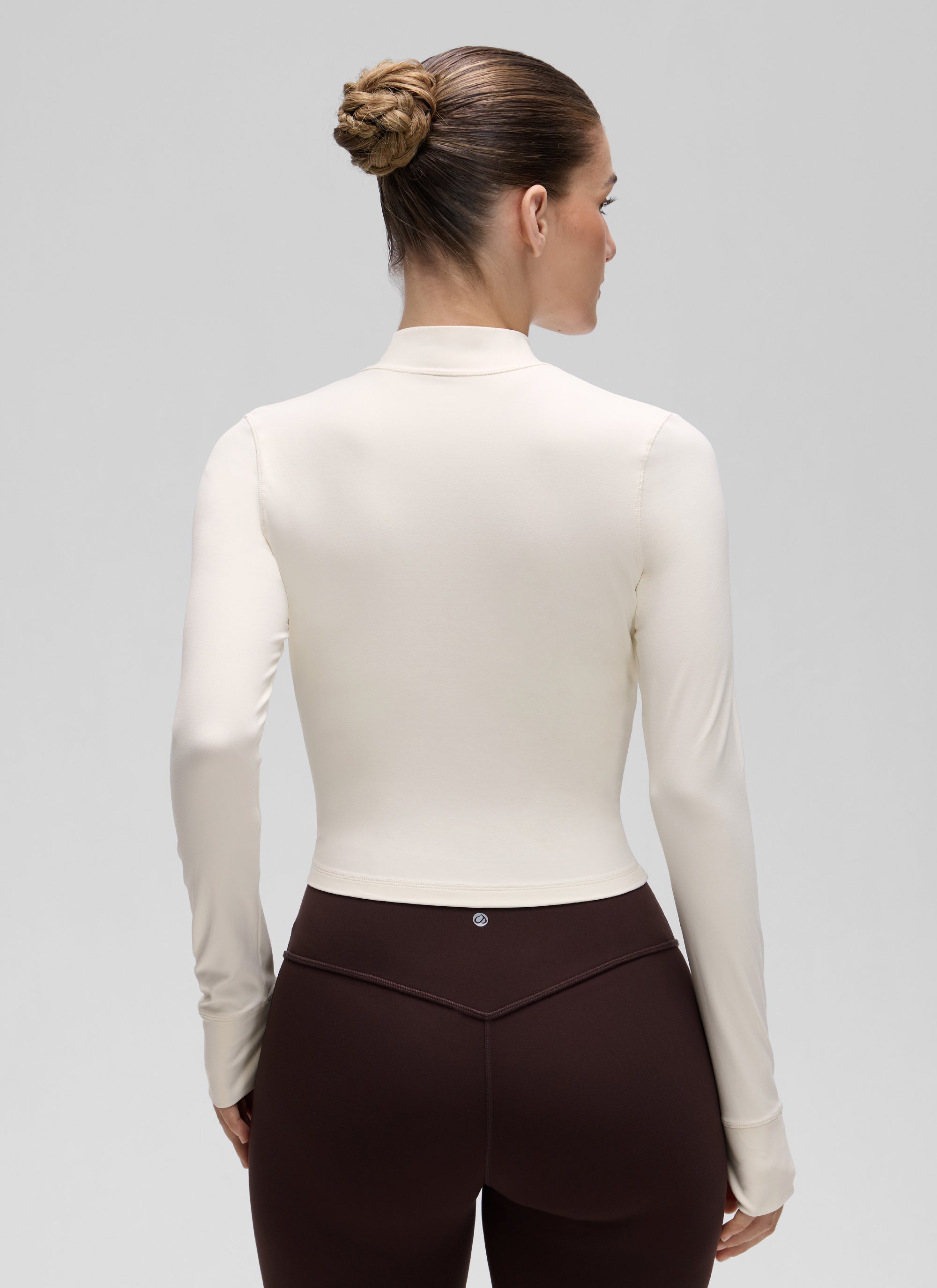 CRZ YOGA Women's Butterluxe Cropped Outerwear Full Zip Jackets White Apricot
