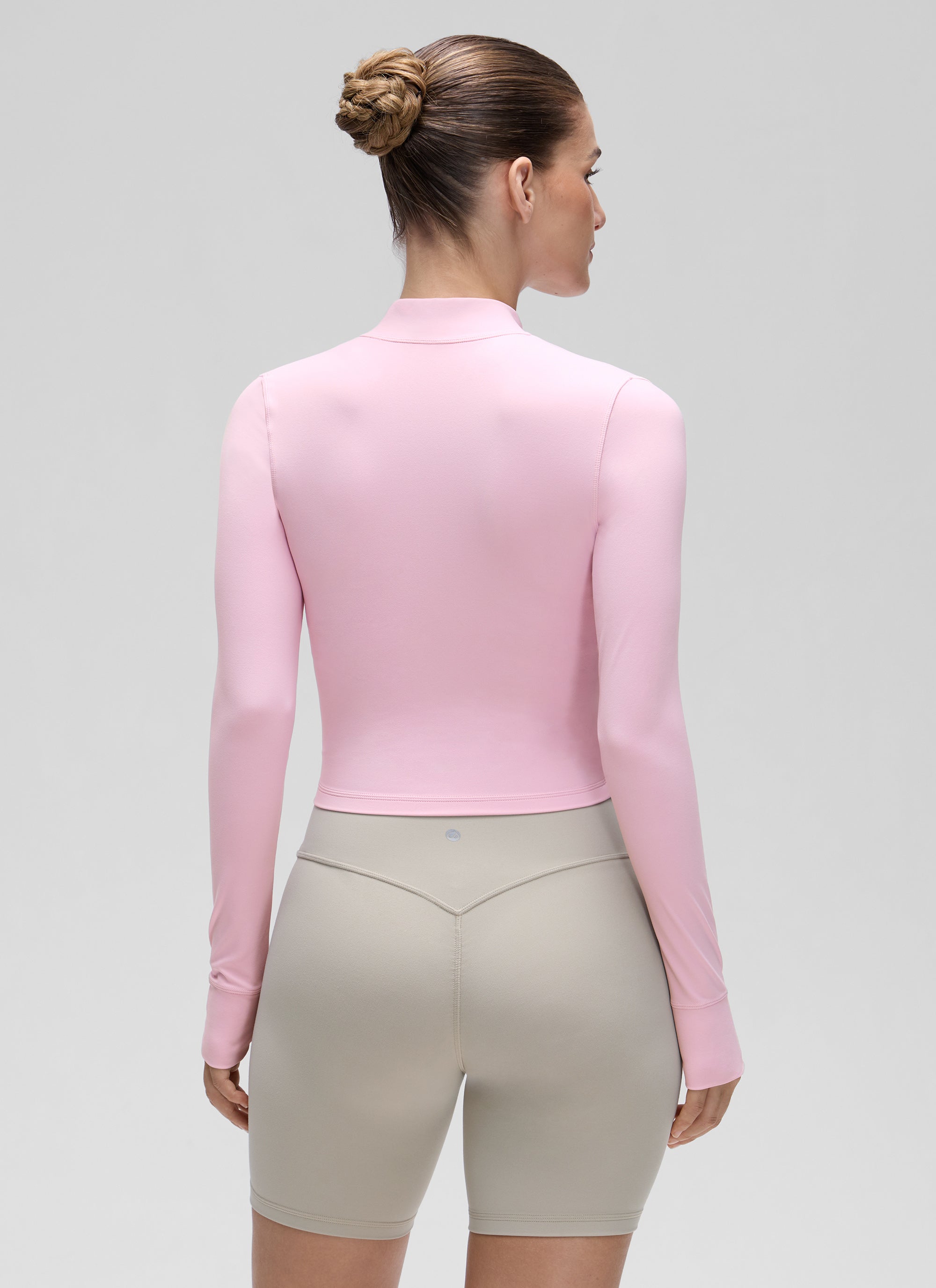 CRZ YOGA Women's Butterluxe Cropped Outerwear Full Zip Jackets Pink Peony