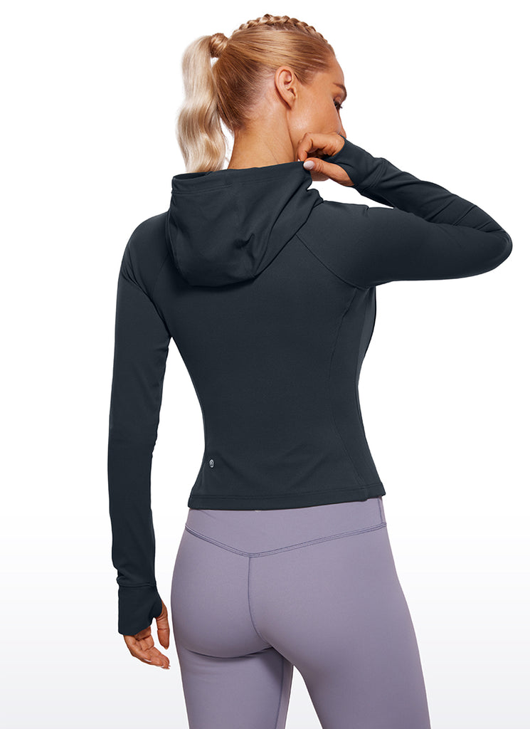 CRZ YOGA Women's Butterluxe Outerwear Full Zip Hoodies Jackets True Navy