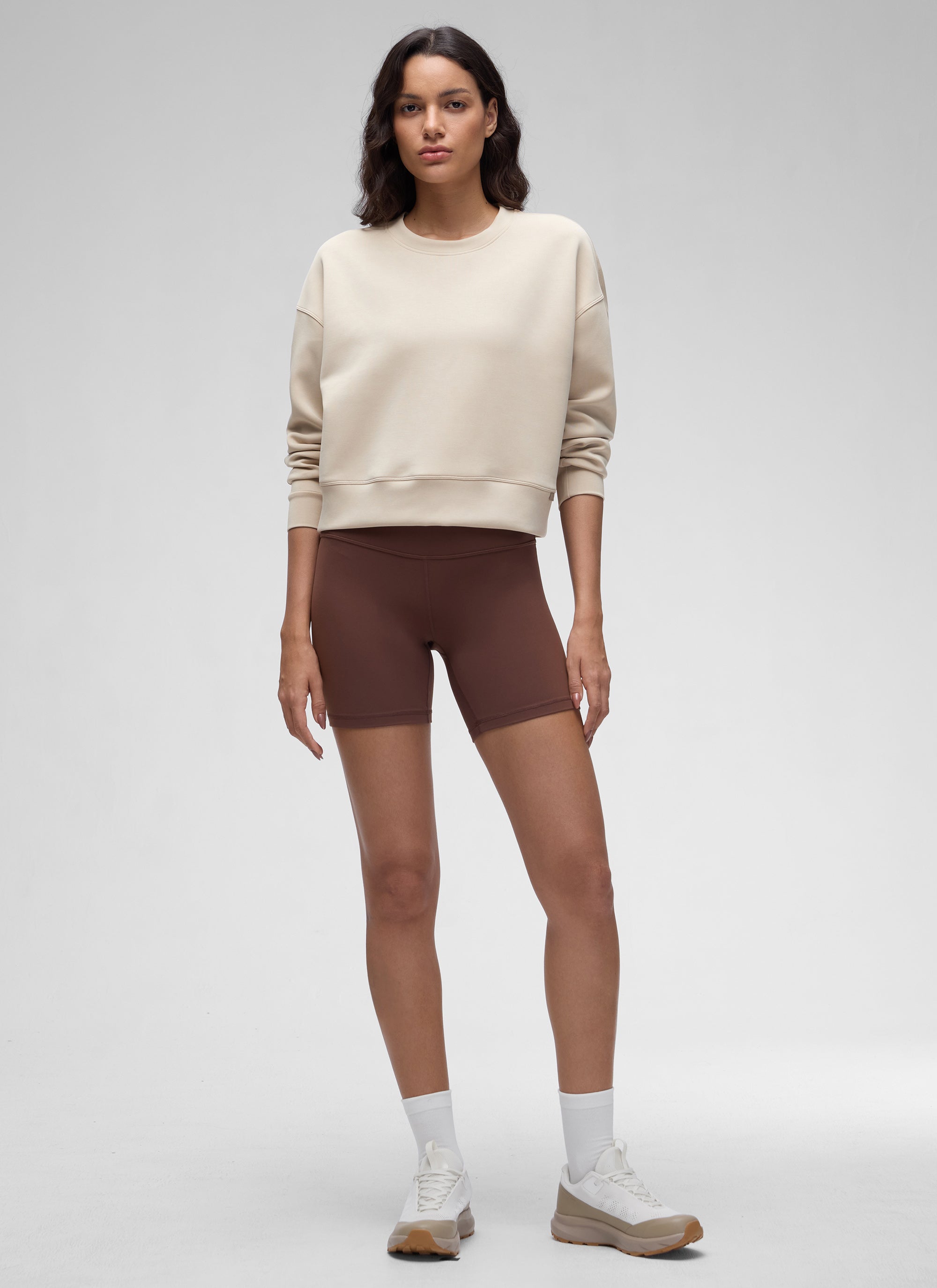 CRZ YOGA Womens SoftAura Basic Casual Sweat Shirt Crew Neck Pullover Plum Magenta