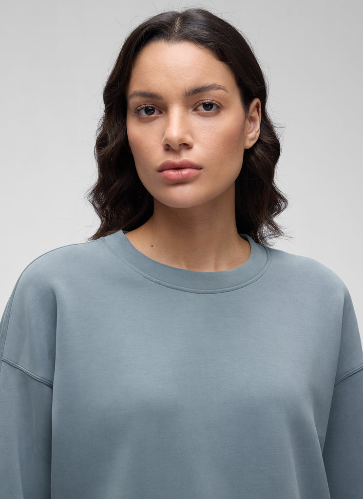 CRZ YOGA Womens SoftAura Basic Casual Sweat Shirt Crew Neck Pullover Plum Magenta