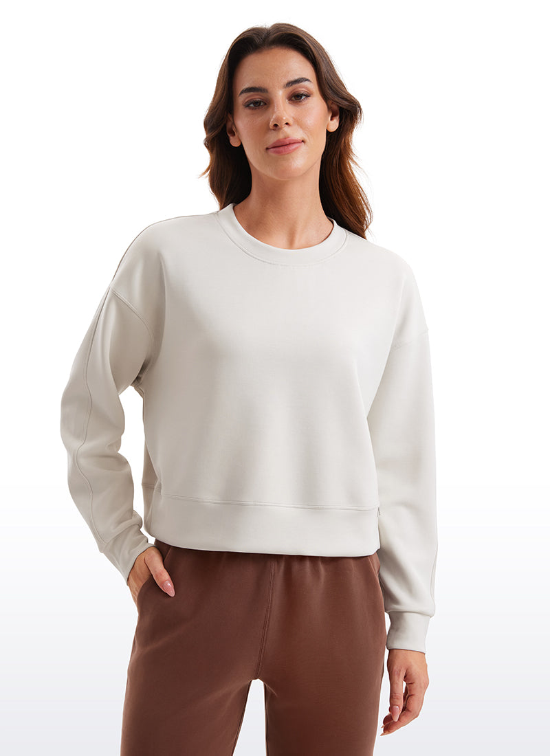CRZ YOGA Womens SoftAura Basic Casual Sweat Shirt Crew Neck Pullover Black