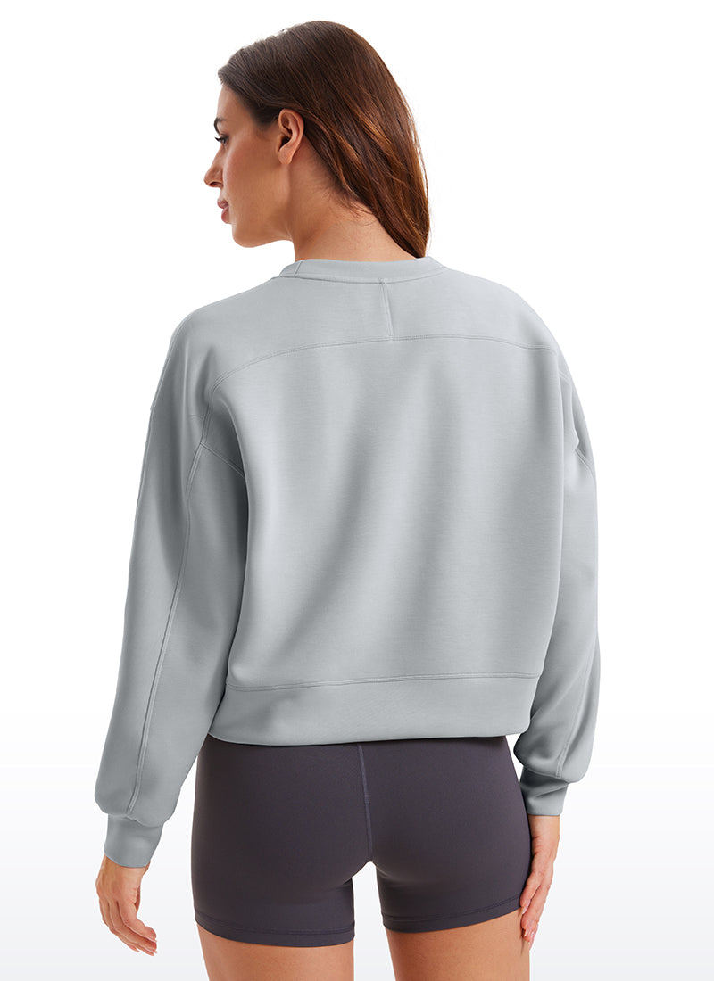 CRZ YOGA Womens SoftAura Basic Casual Sweat Shirt Crew Neck Pullover Ink Blue