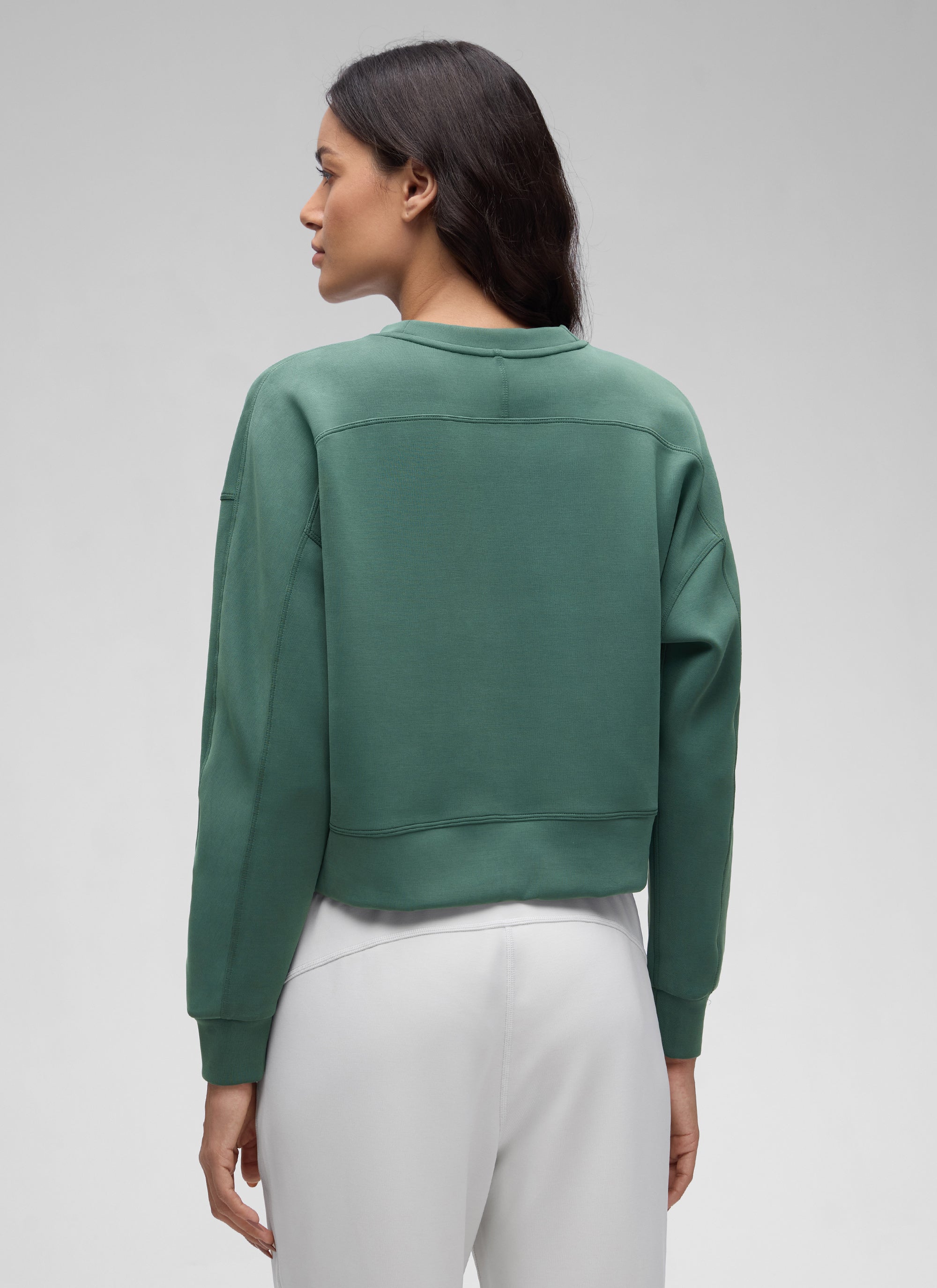 CRZ YOGA Womens SoftAura Basic Casual Sweat Shirt Crew Neck Pullover Rhino Grey