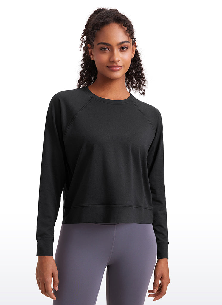 CRZ YOGA Women Casual Lightweight Relaxed Fit Long Sleeves Crew Neck Red Merlot