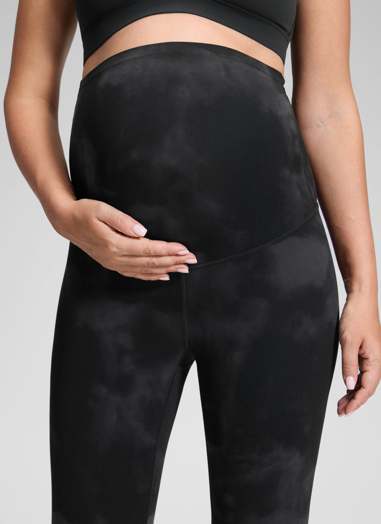 CRZ YOGA Women's Maternity Leggings Super High Rise Butterluxe 25'' Black Tie Dye Flowers