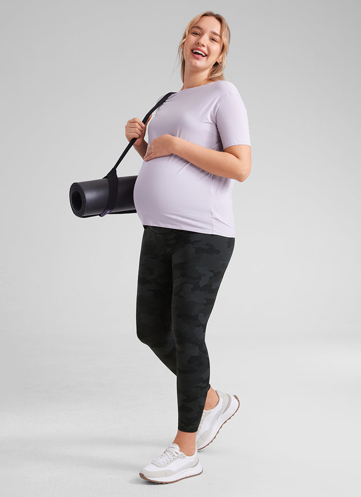 CRZ YOGA Women's Maternity Leggings Super High Rise Butterluxe 25'' Plum Magenta