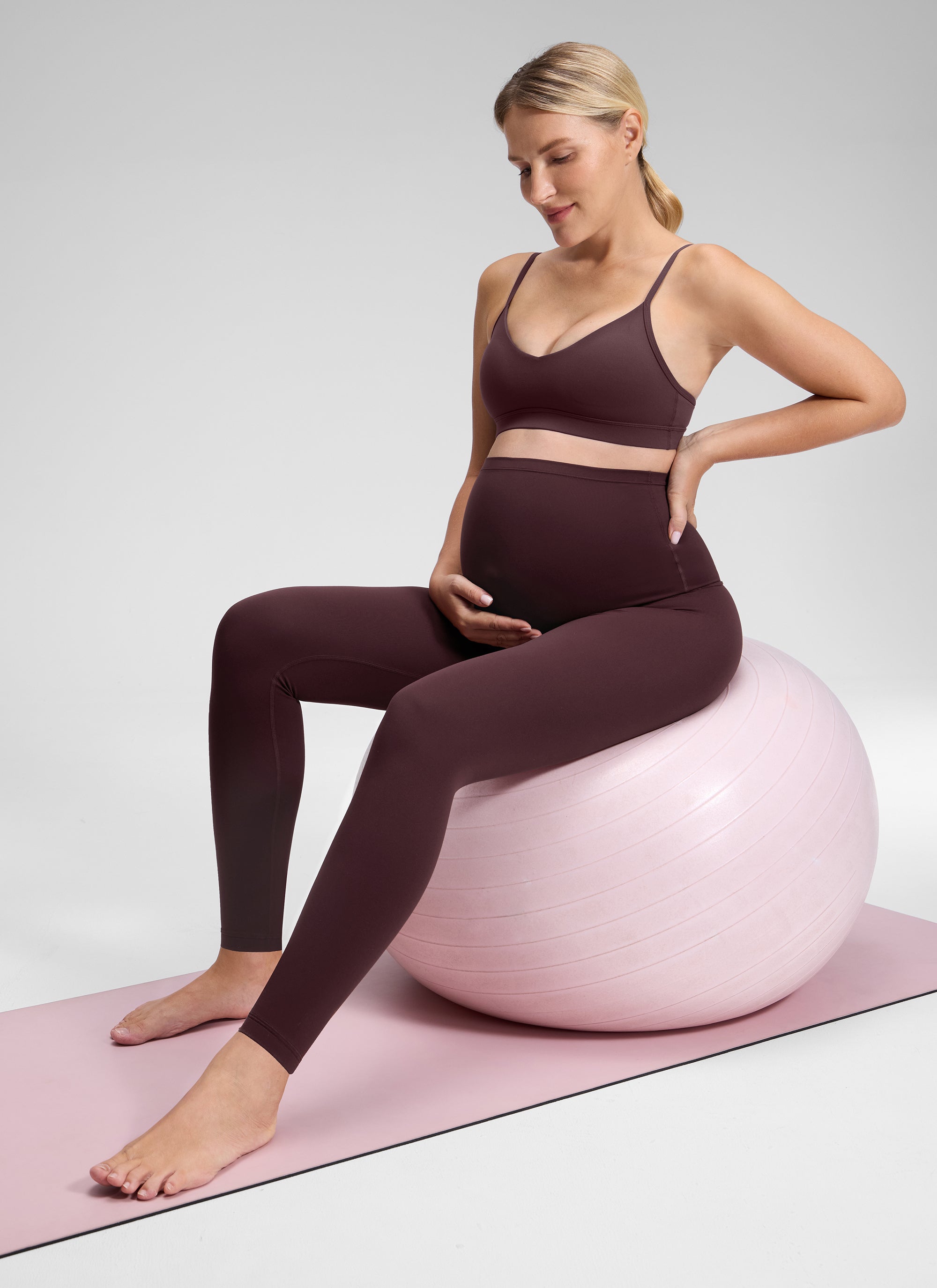 CRZ YOGA Women's Maternity Leggings Super High Rise Butterluxe 30'' Ripe Plum