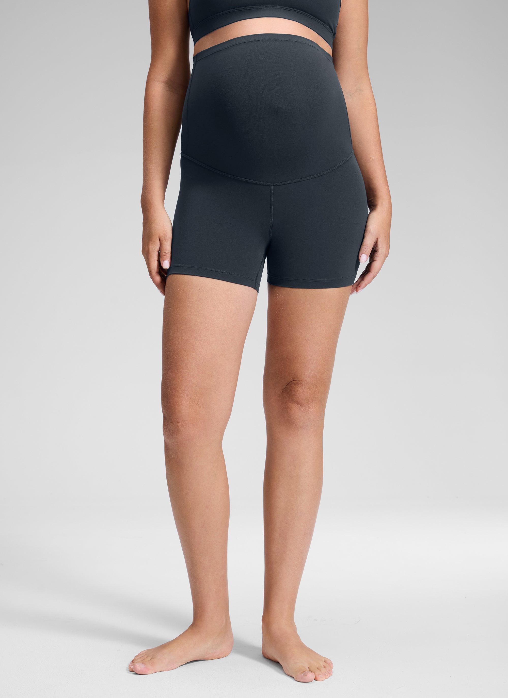 CRZ YOGA Women's Maternity Biker Shorts Super High Rise Butterluxe 4'' True Navy