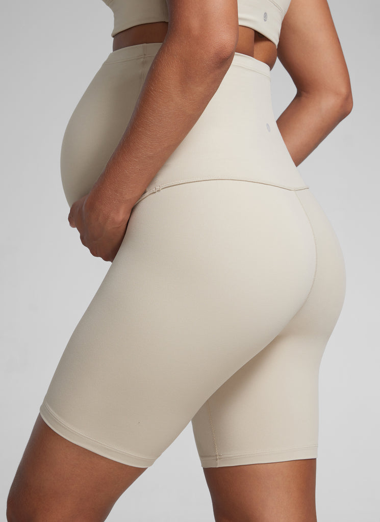 CRZ YOGA Women's Maternity Biker Shorts Super High Rise Butterluxe 6'' Mojave Tan