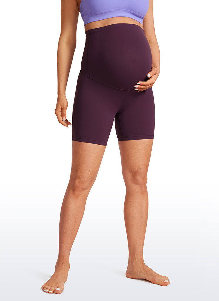 CRZ YOGA Women's Maternity Biker Shorts Super High Rise Butterluxe 6'' Deep Purple