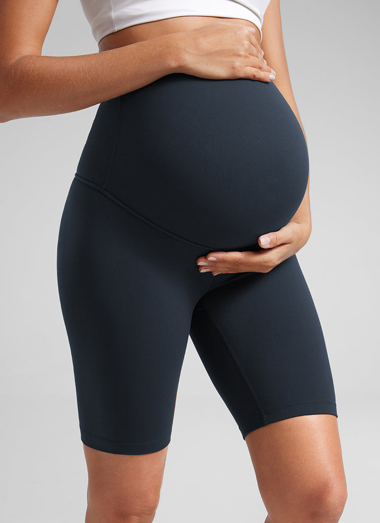 CRZ YOGA Women's Maternity Biker Shorts Super High Rise Butterluxe 8'' True Navy